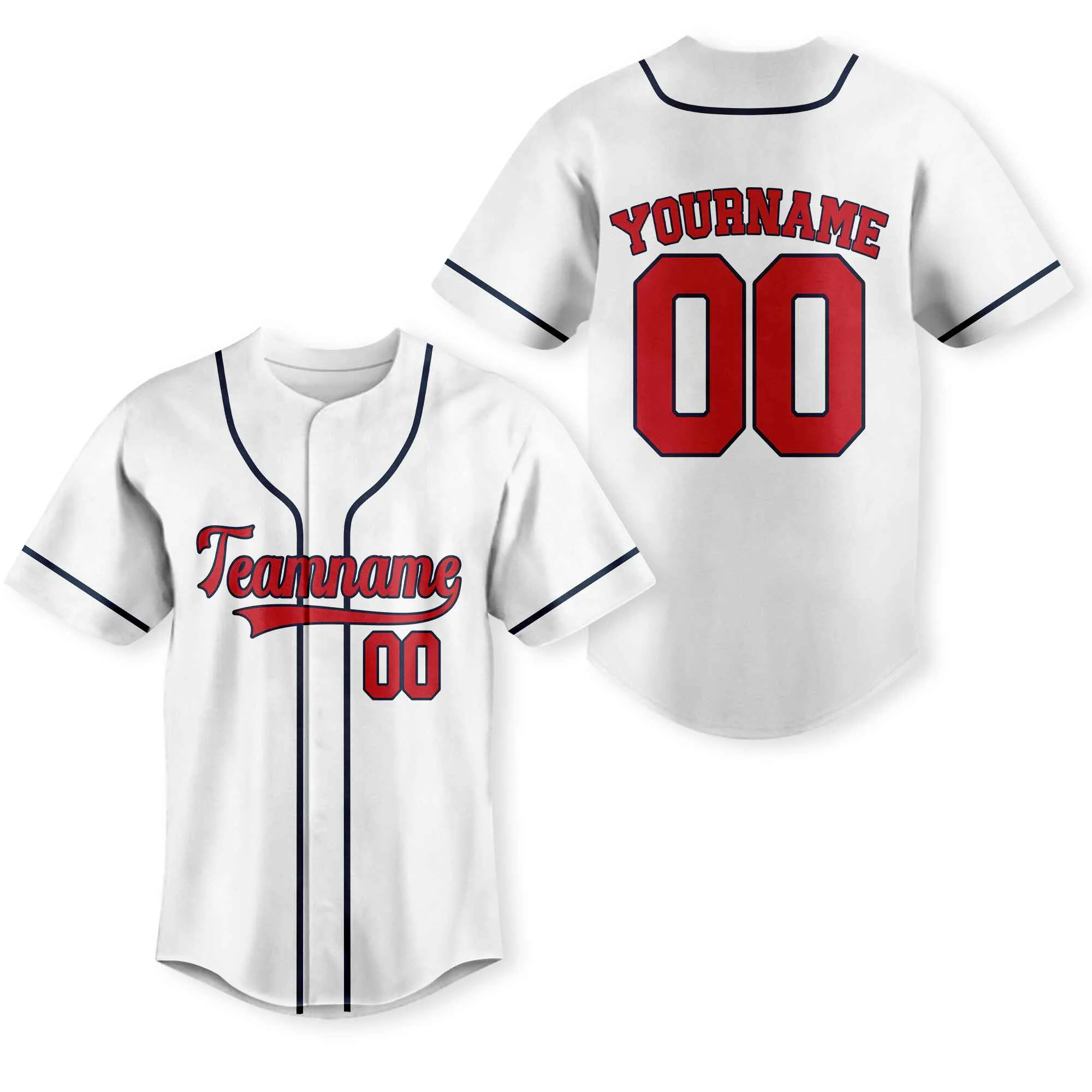 Custom White Red-Navy Authentic Baseball Jersey