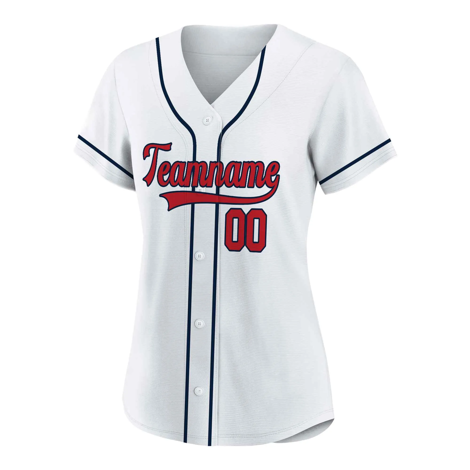 Custom White Red-Navy Authentic Baseball Jersey