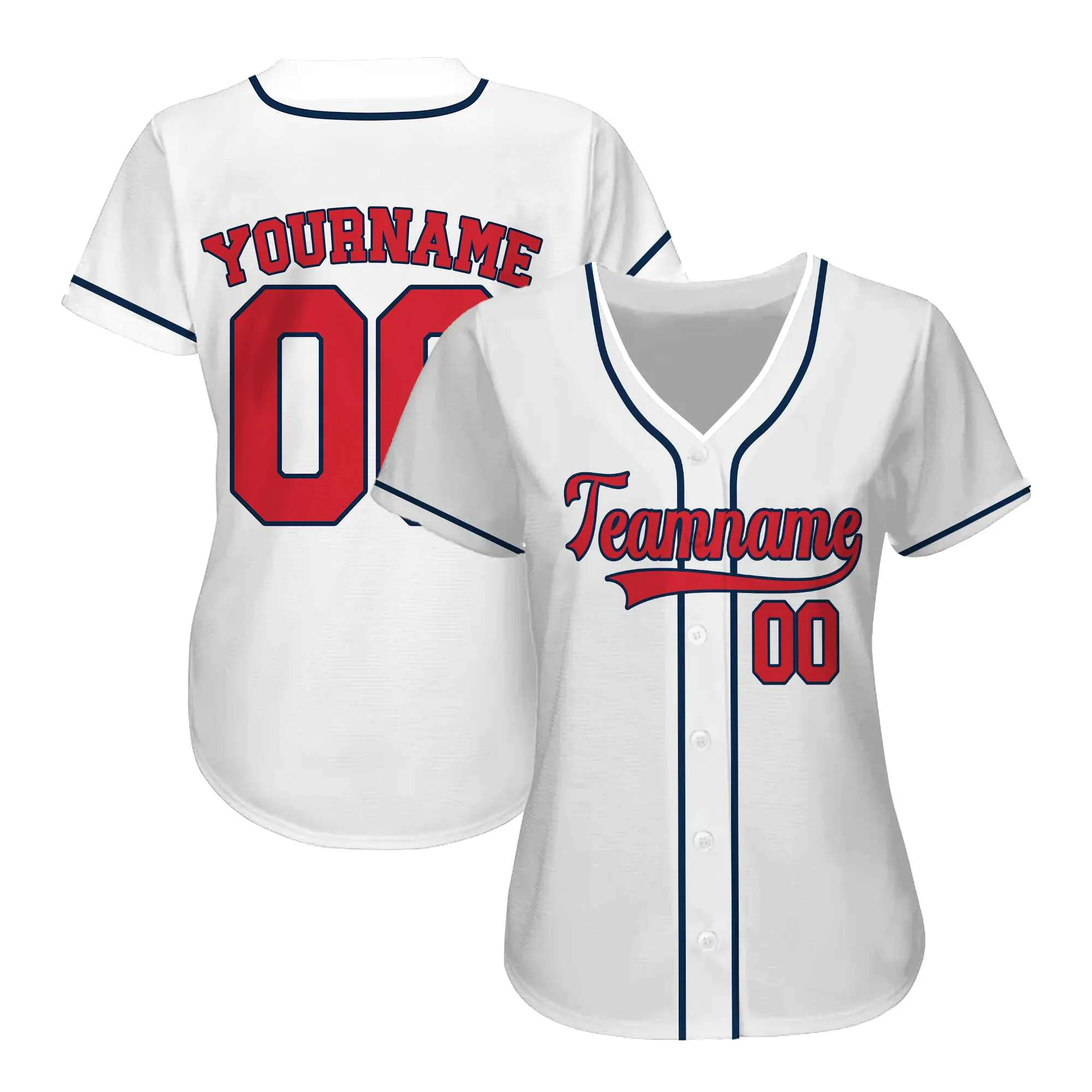 Custom White Red-Navy Authentic Baseball Jersey