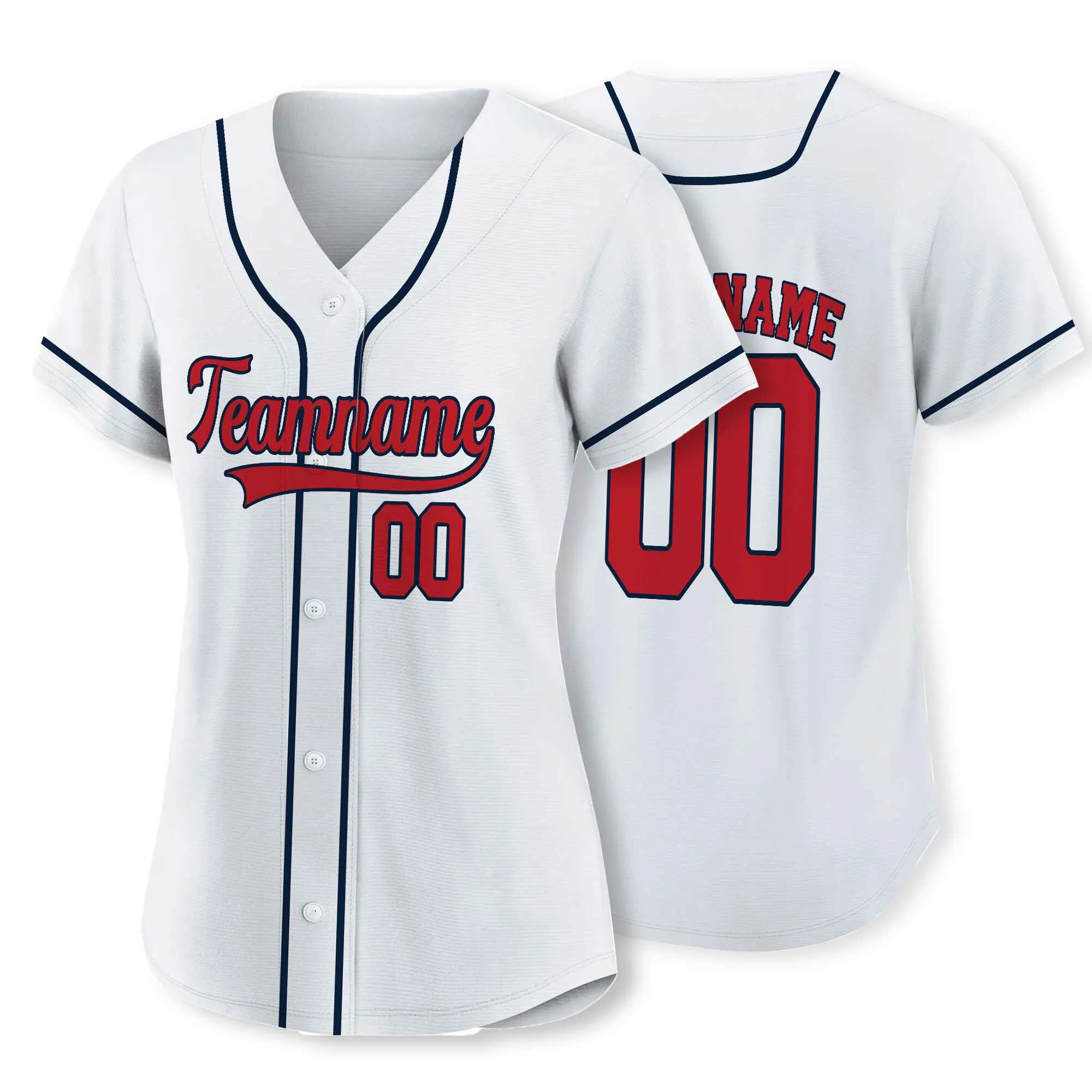 Custom White Red-Navy Authentic Baseball Jersey