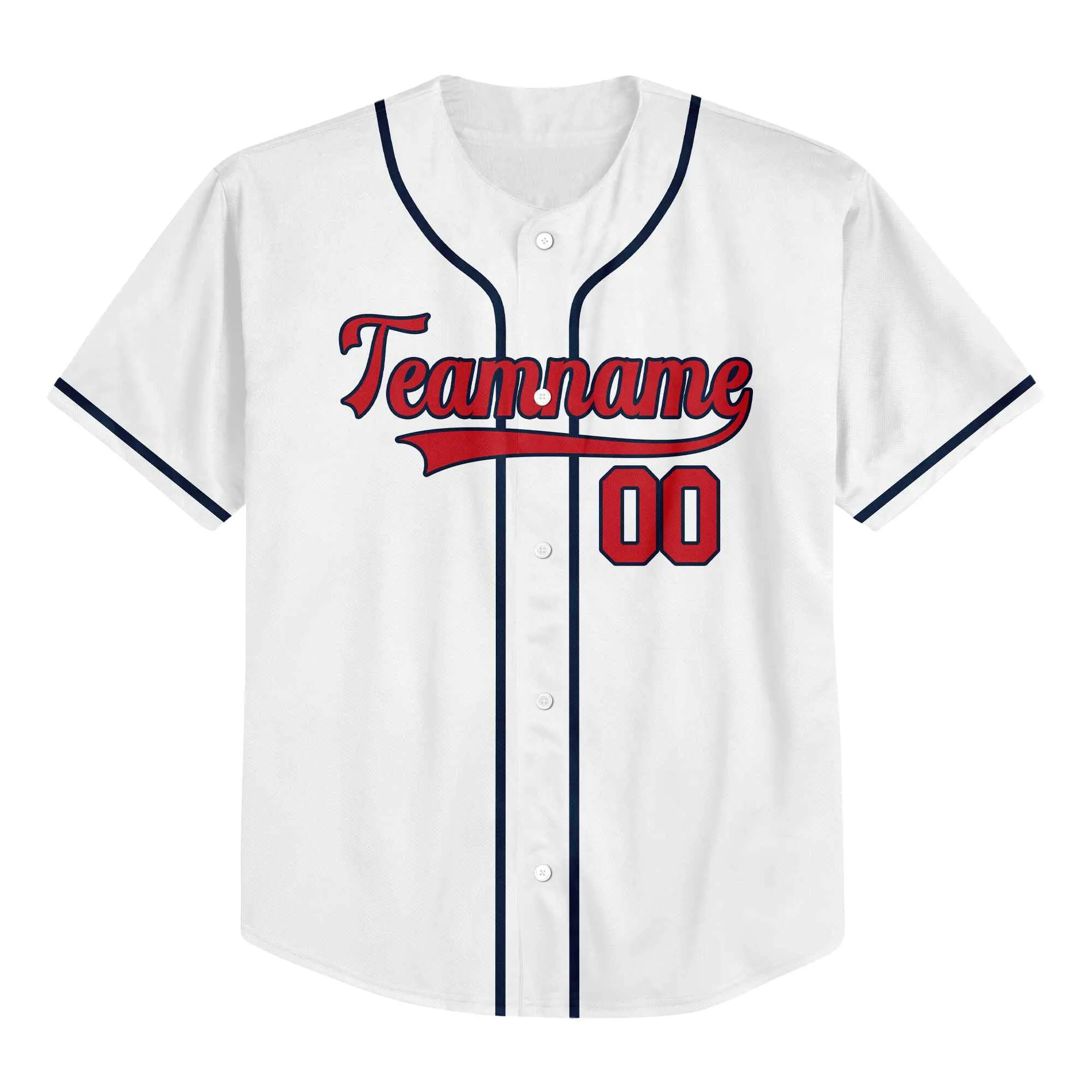 Custom White Red-Navy Authentic Baseball Jersey