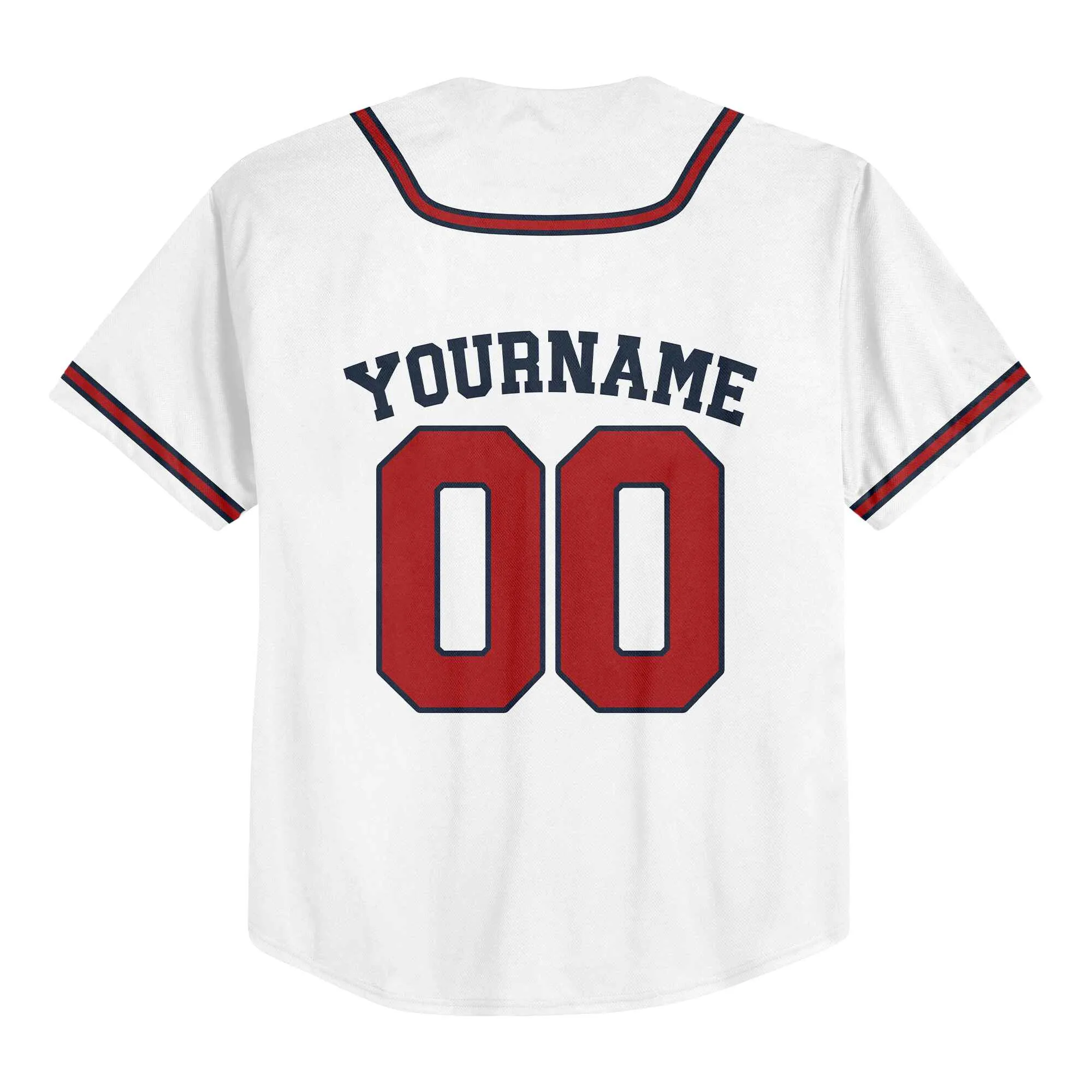 Custom White Red-Navy Baseball Jersey