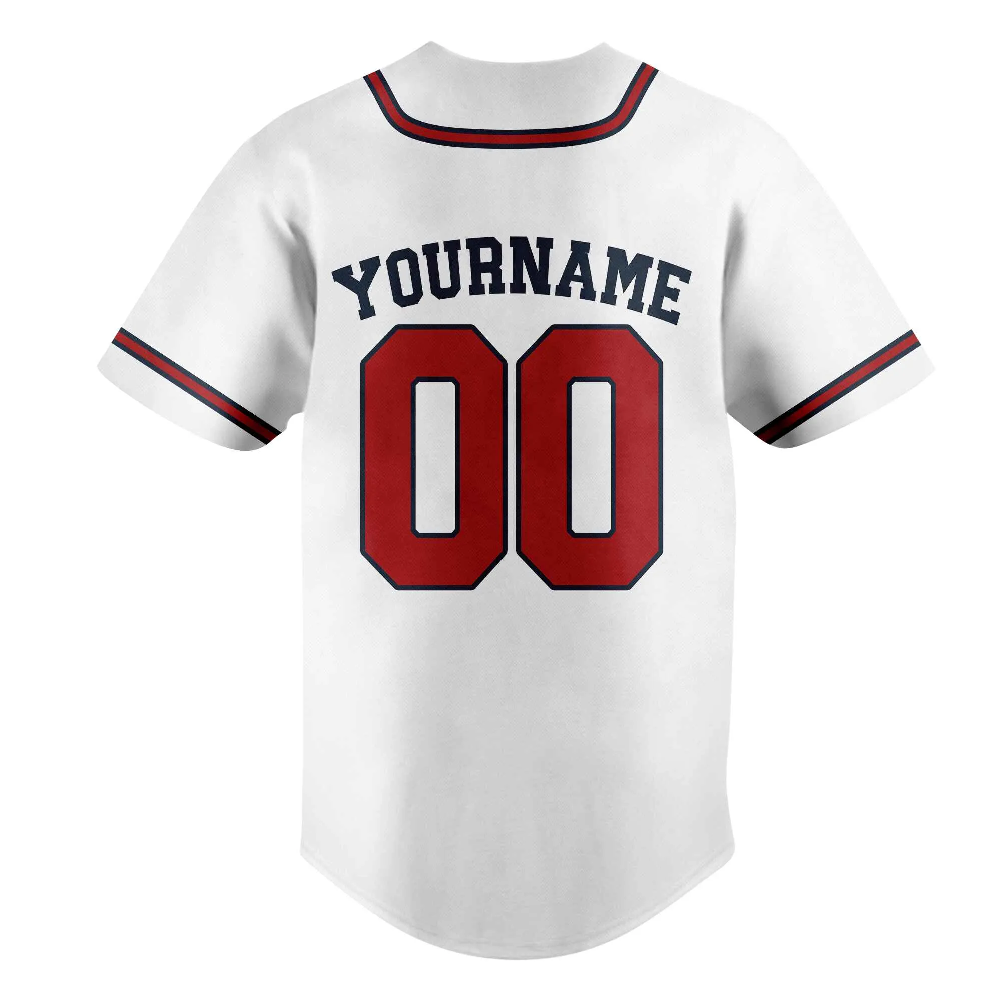 Custom White Red-Navy Baseball Jersey