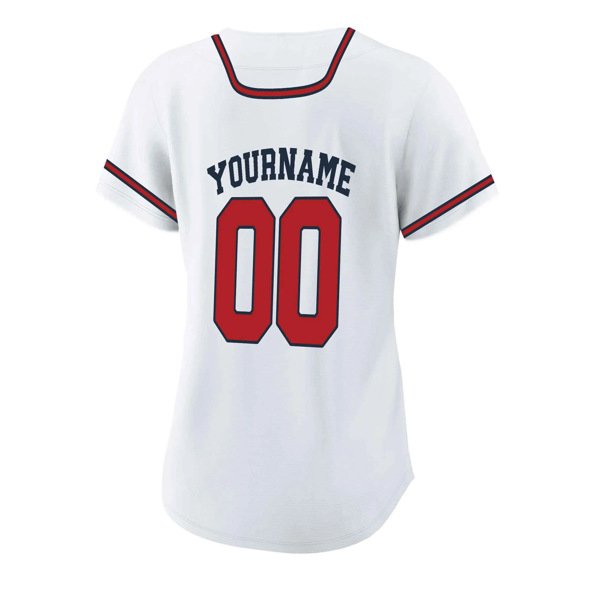 Custom White Red-Navy Baseball Jersey