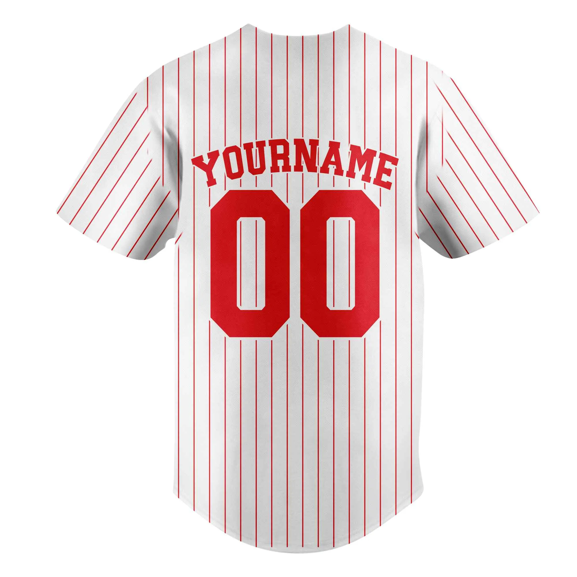 Custom White Red Pinstripe Red-White Authentic Baseball Jersey