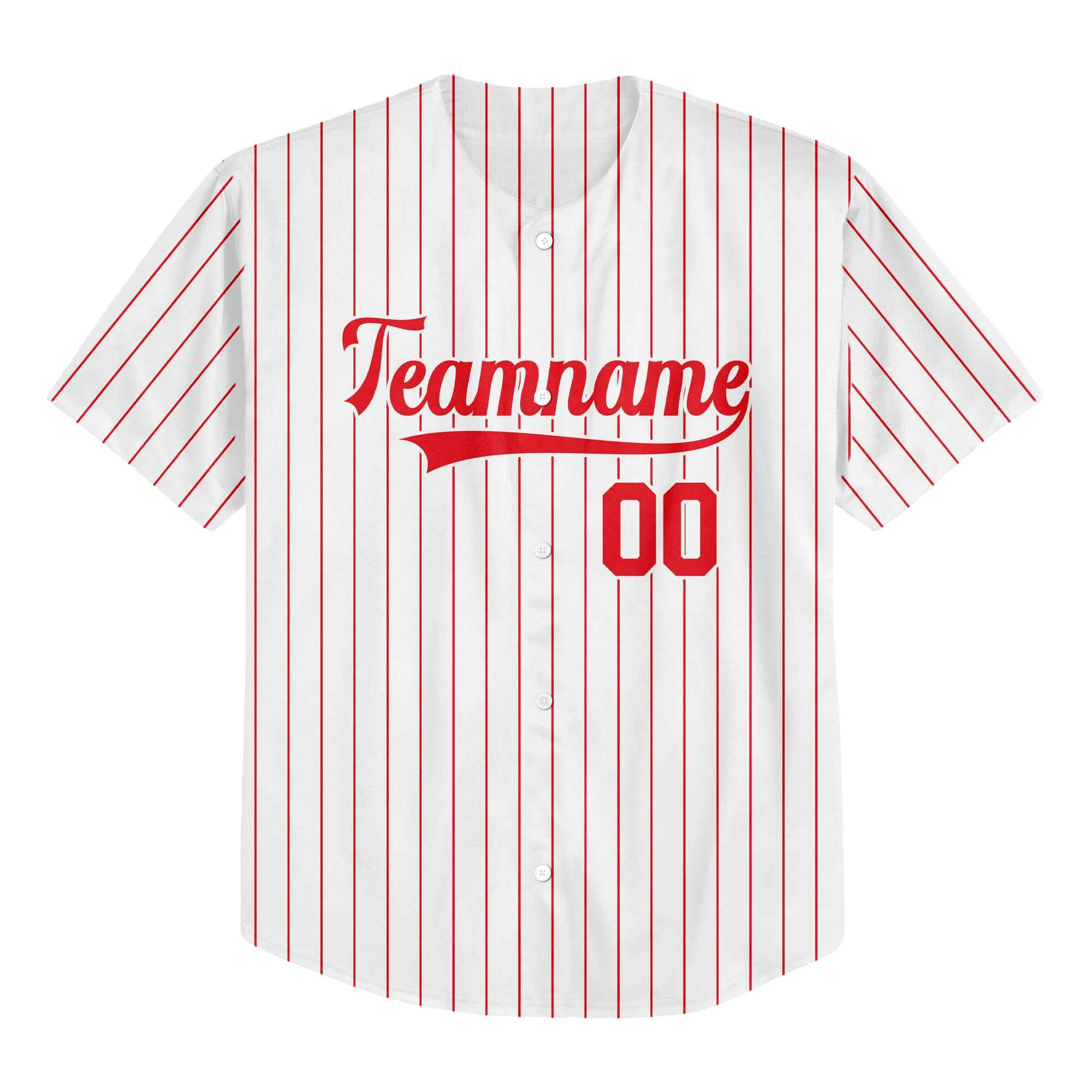 Custom White Red Pinstripe Red-White Authentic Baseball Jersey