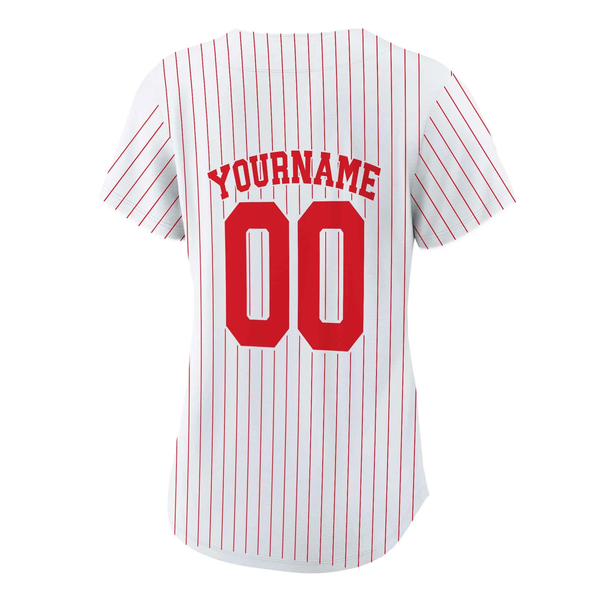 Custom White Red Pinstripe Red-White Authentic Baseball Jersey