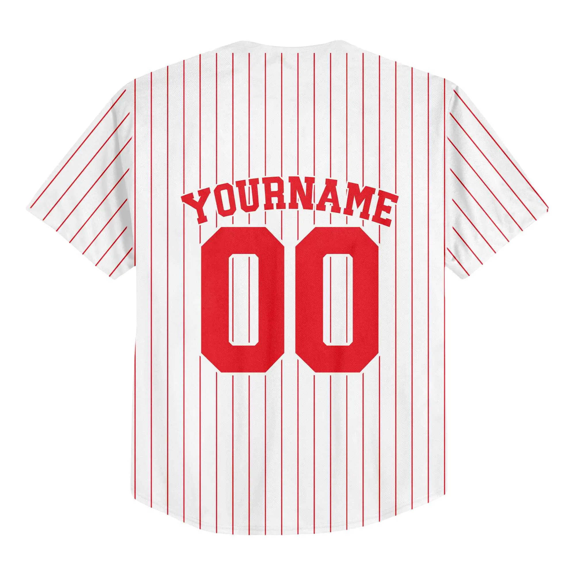 Custom White Red Pinstripe Red-White Authentic Baseball Jersey