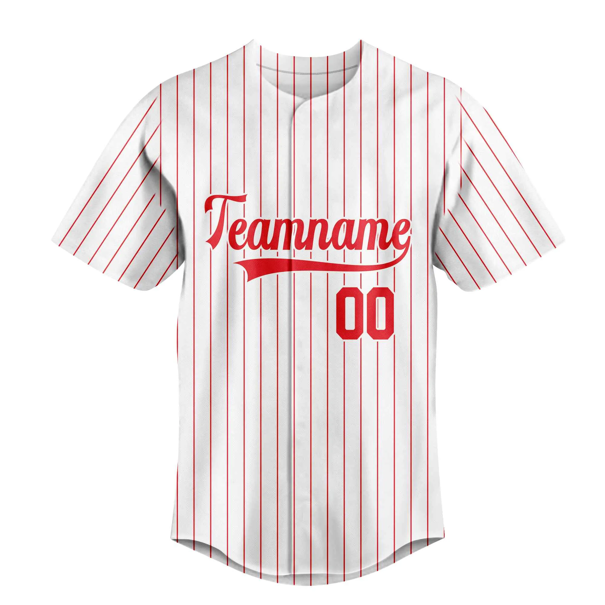 Custom White Red Pinstripe Red-White Authentic Baseball Jersey