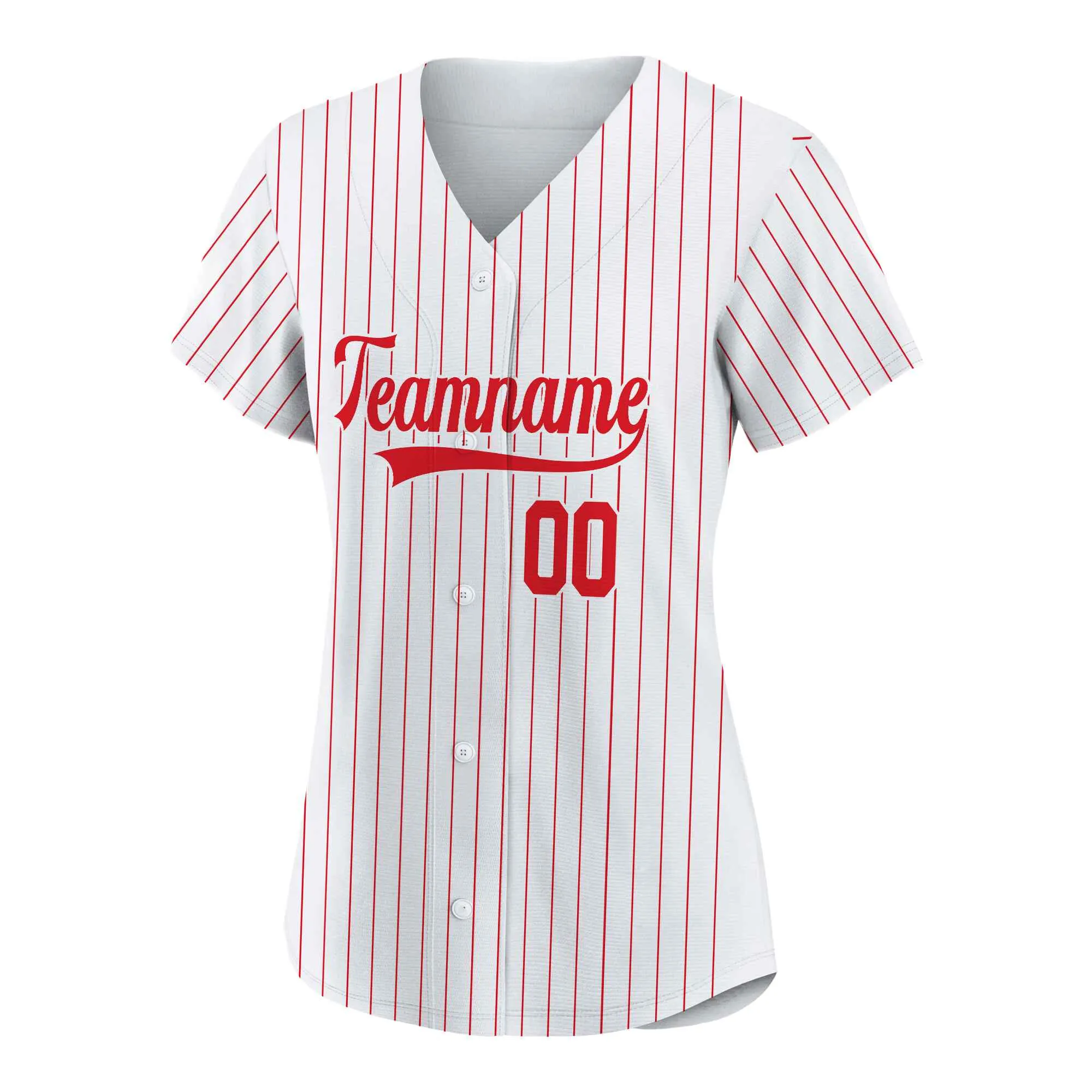 Custom White Red Pinstripe Red-White Authentic Baseball Jersey