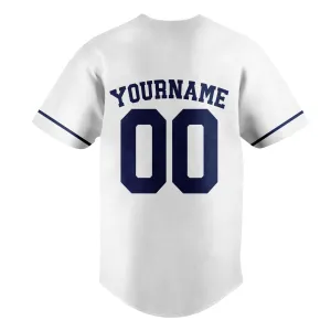 Custom White Royal Blue Baseball Jersey