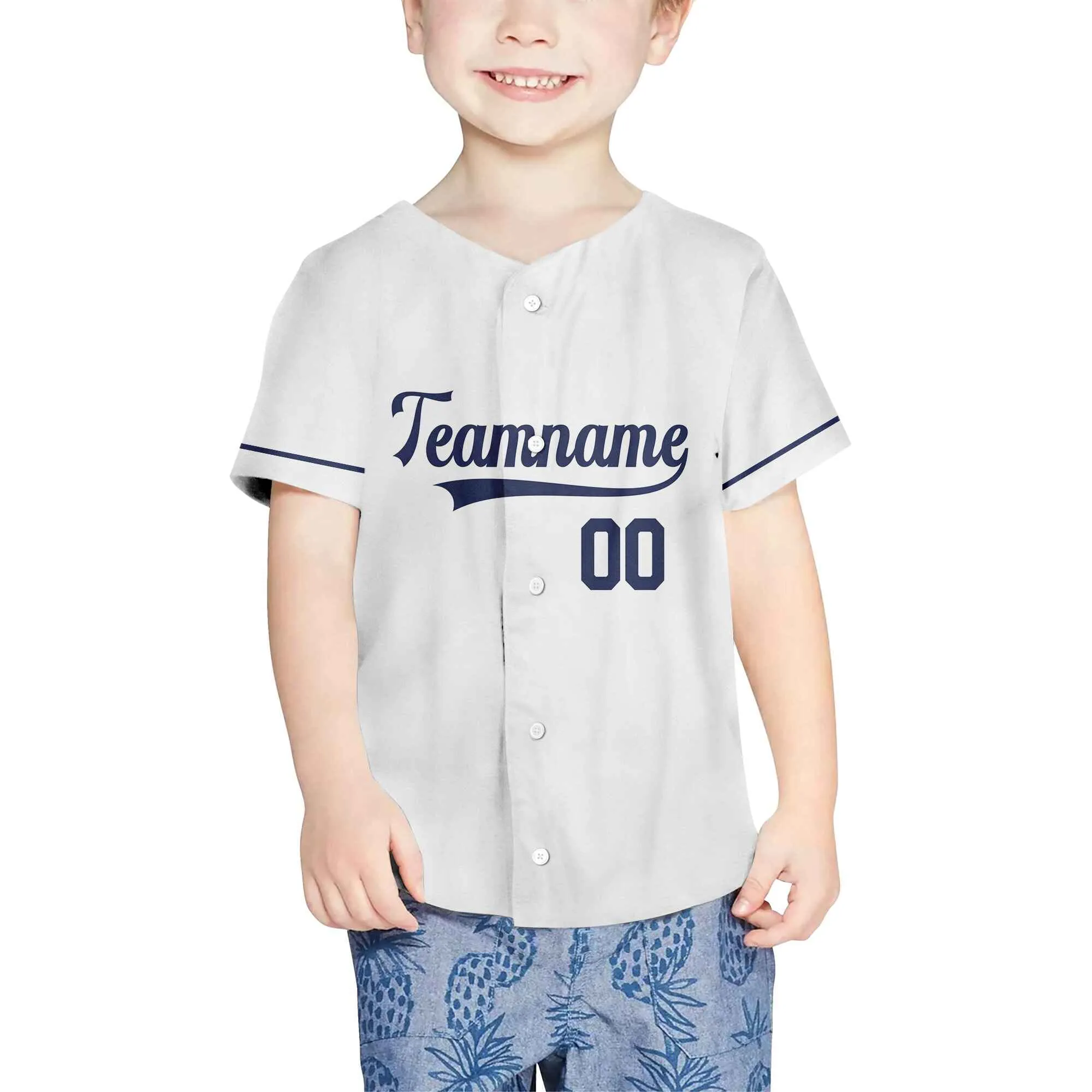 Custom White Royal Blue Baseball Jersey