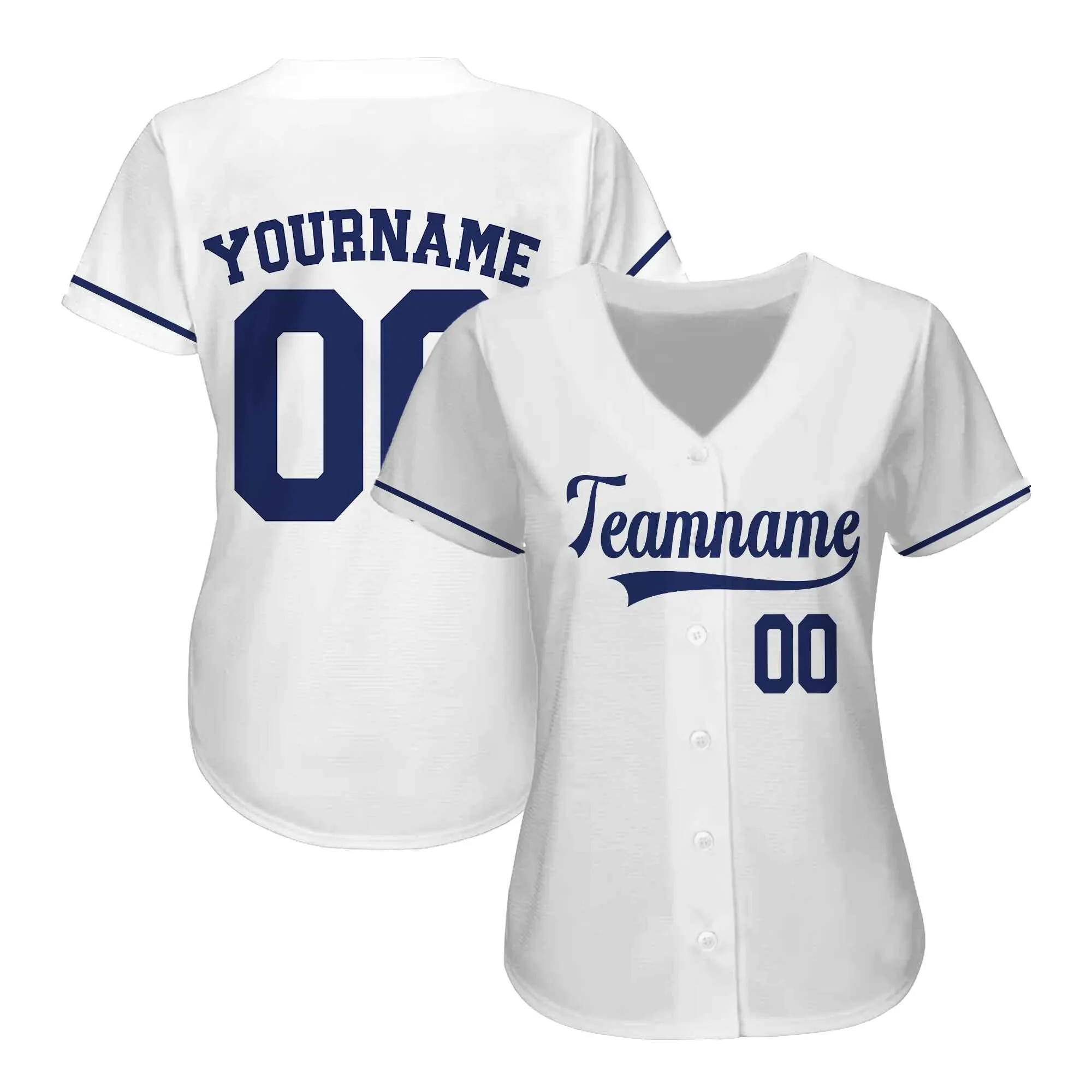 Custom White Royal Blue Baseball Jersey