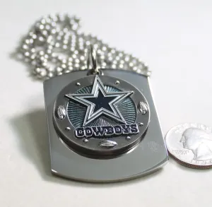 DALLAS COWBOYS NFL X LARGE PENDANT ON THICK STAINLESS STEEL DOG TAG