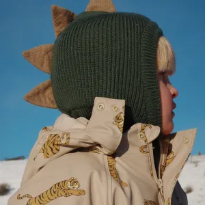Dino Spiked Merino Knit Balaclava (Green)
