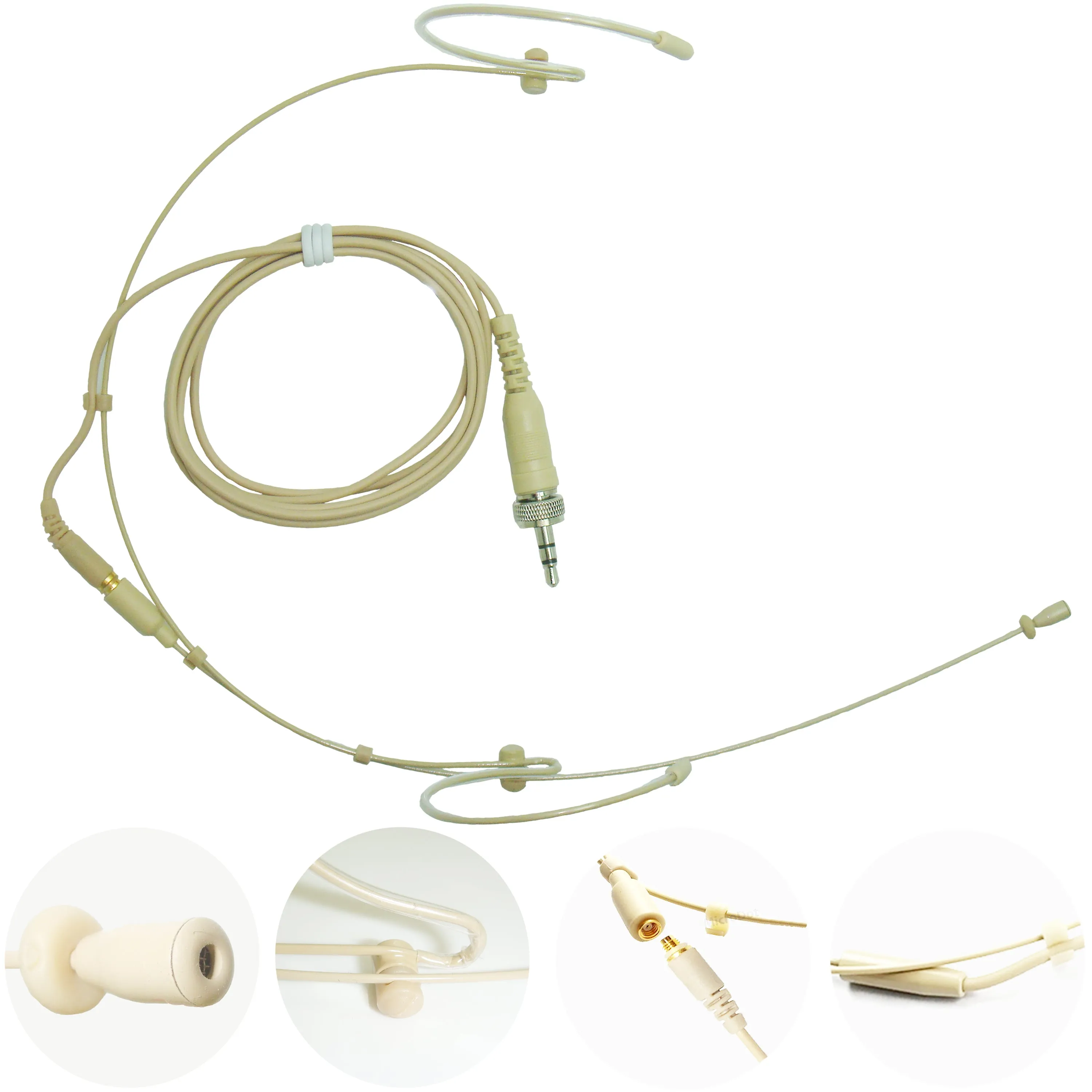 Double Ear Hook Microphone for Sennheiser 3.5mm Locking Jack Body Pack Transmitter EW SL DW G AVX XSW EK SK Series