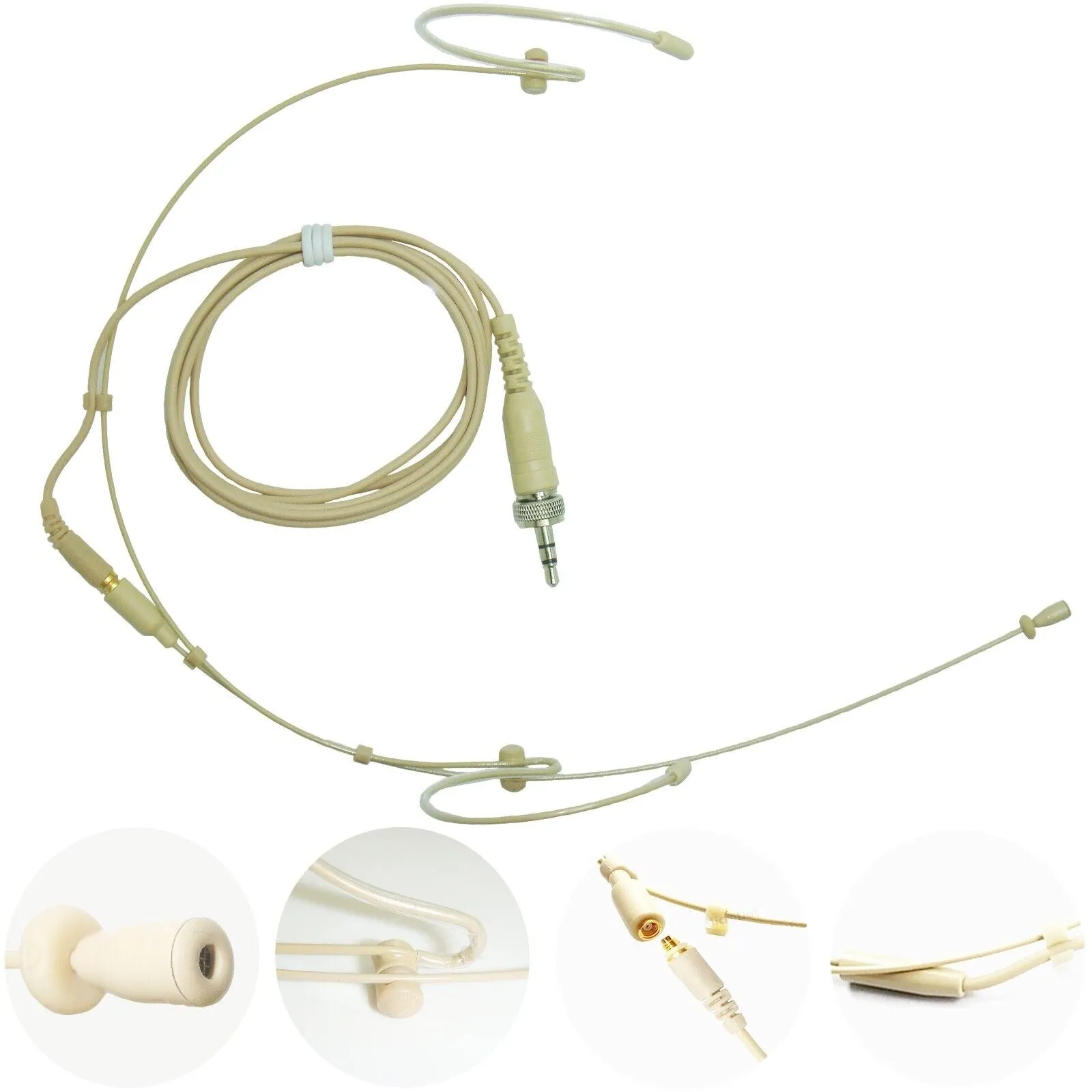 Double Ear Hook Microphone for Sennheiser 3.5mm Locking Jack Body Pack Transmitters EW SK AVX G XSW SL DW EK