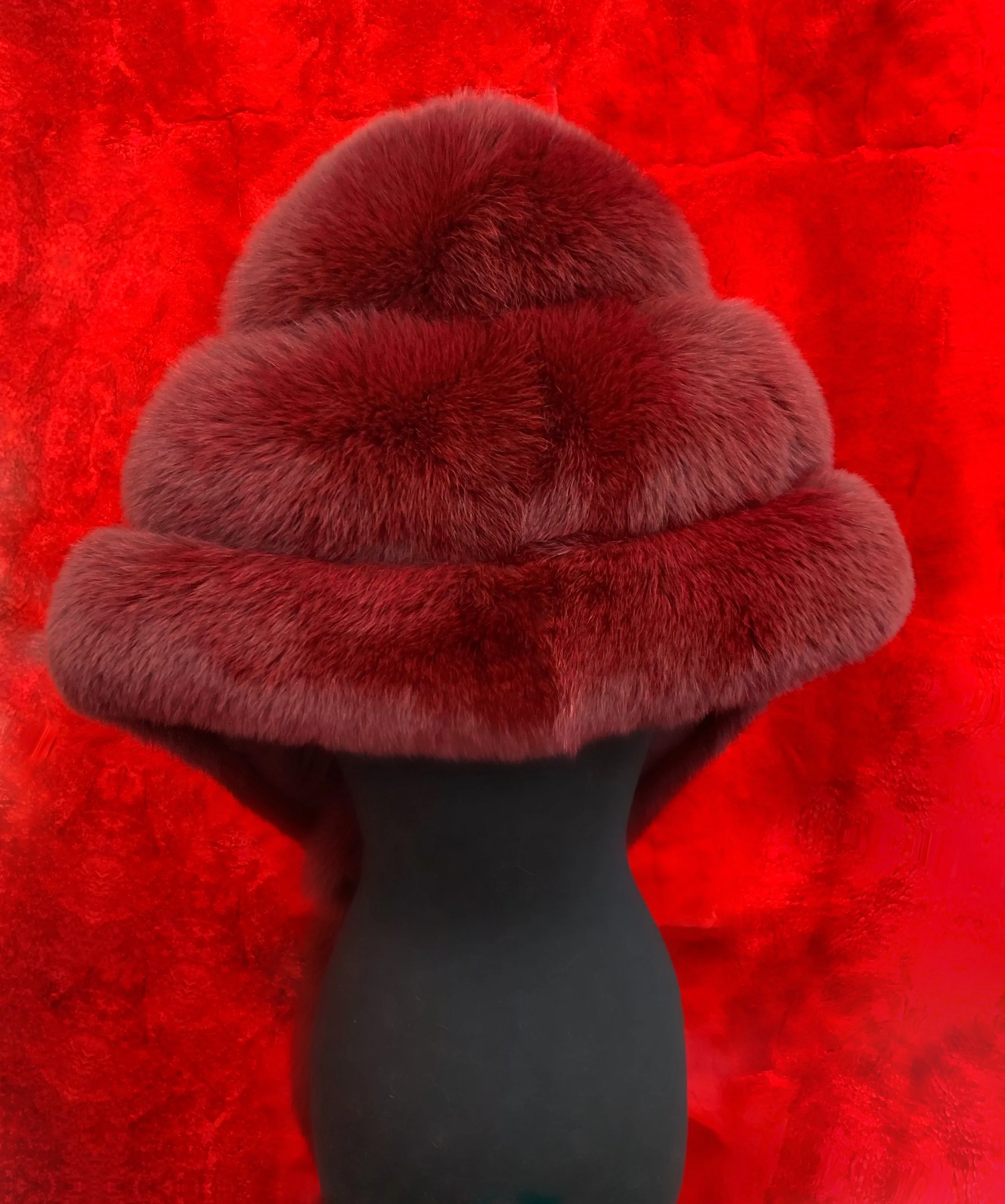 Fallon Aurielle Fox Fur Boa (Burgundy & Black)