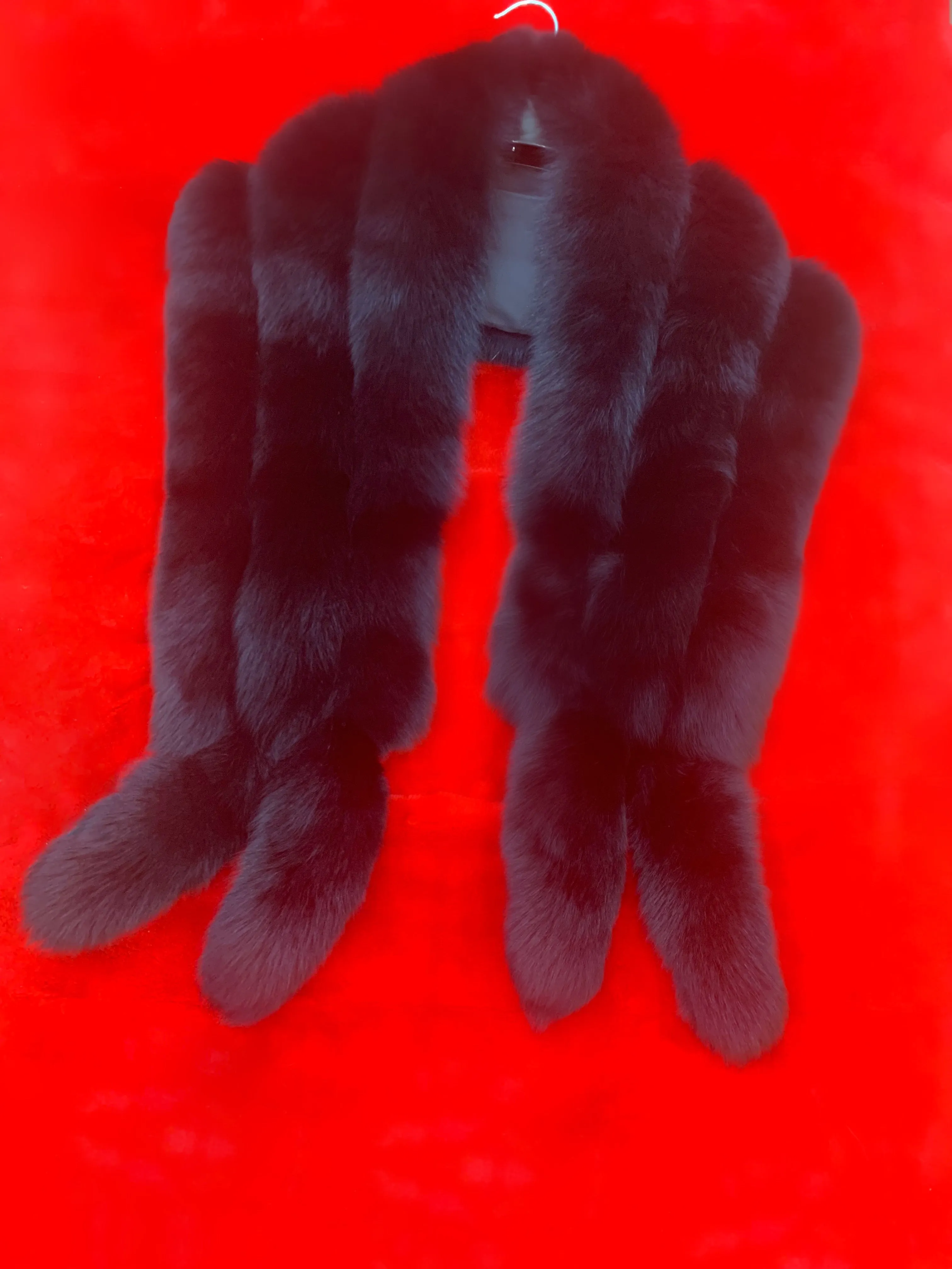 Fallon Aurielle Fox Fur Boa (Burgundy & Black)