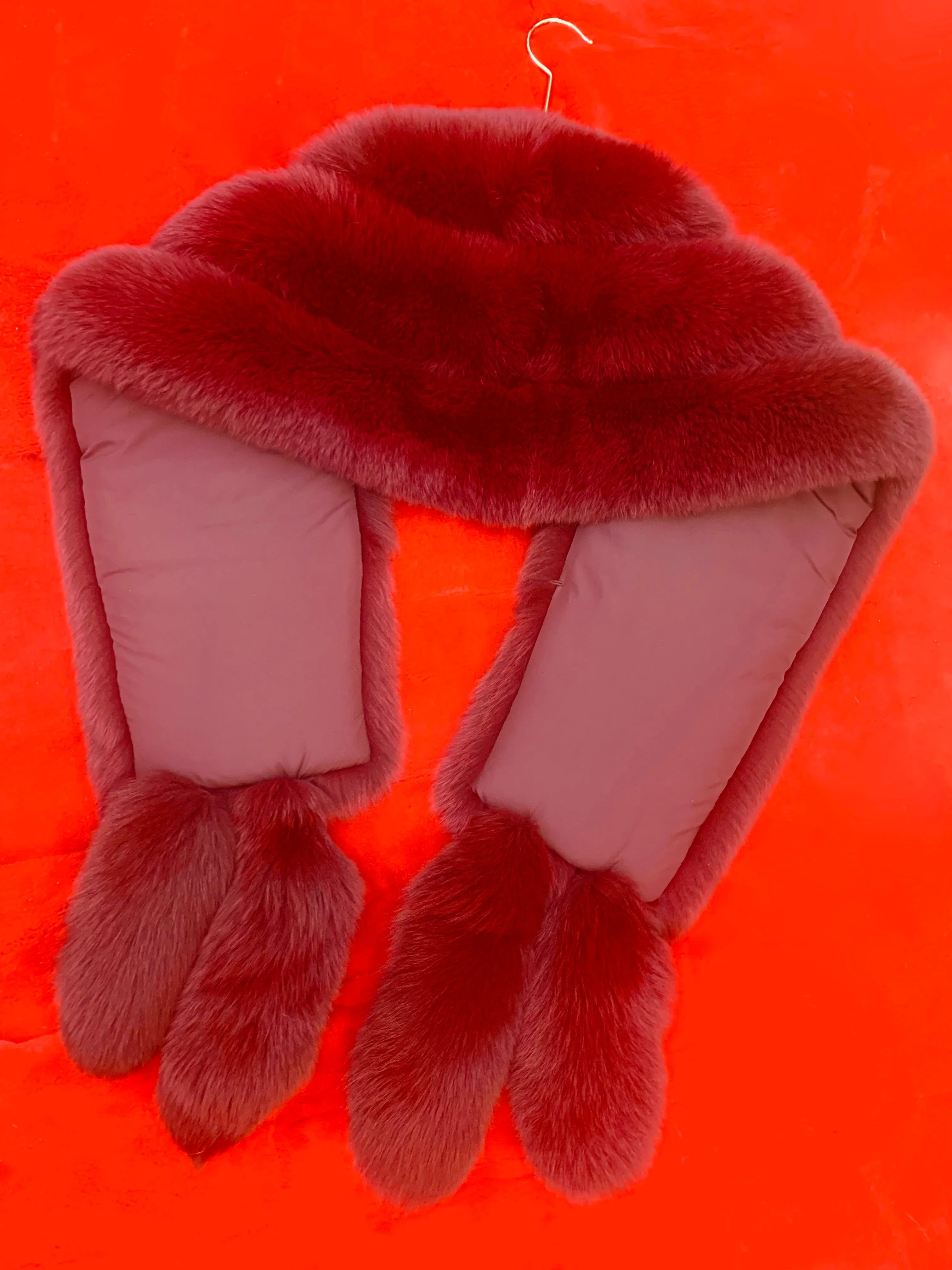Fallon Aurielle Fox Fur Boa (Burgundy & Black)