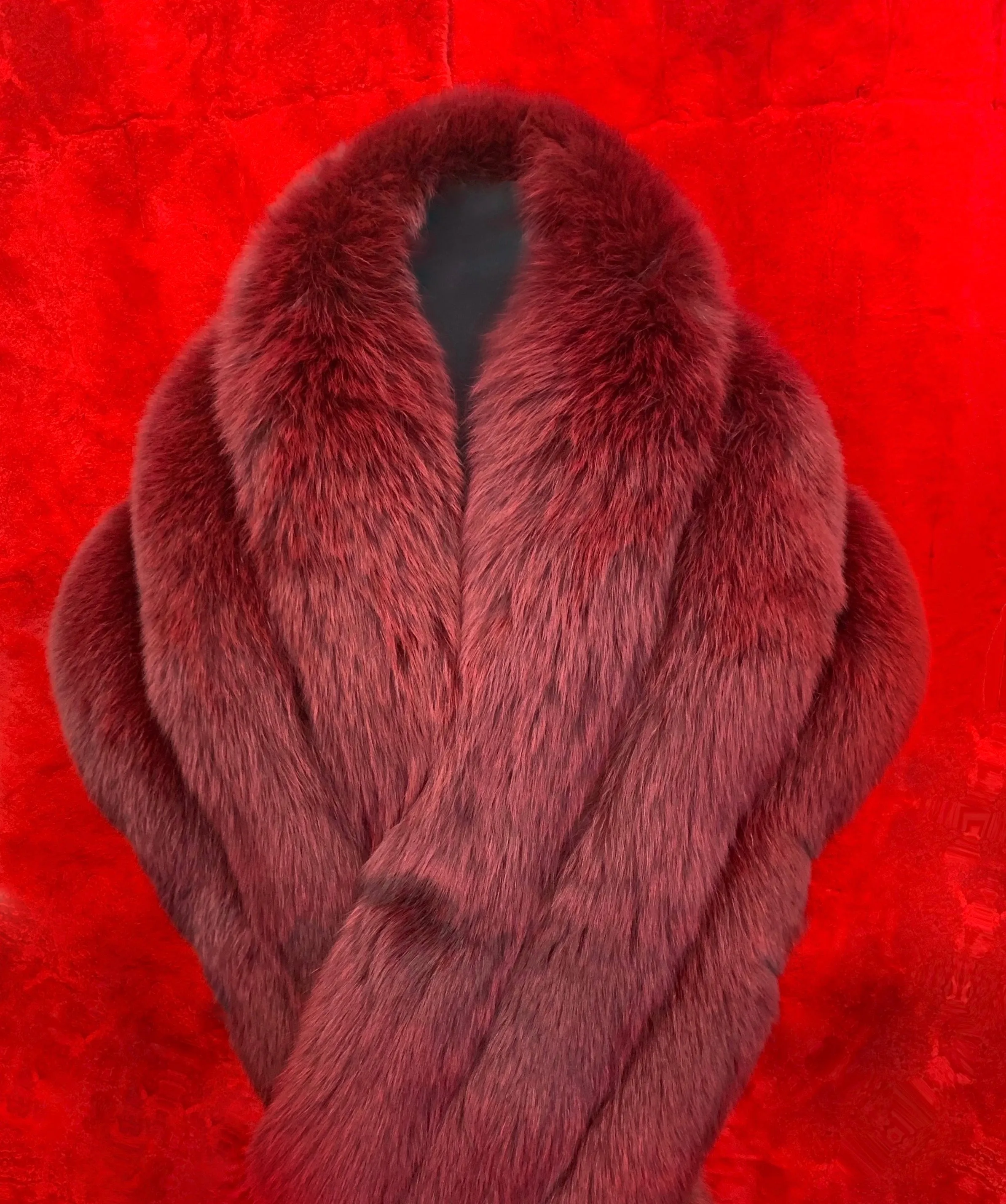 Fallon Aurielle Fox Fur Boa (Burgundy & Black)