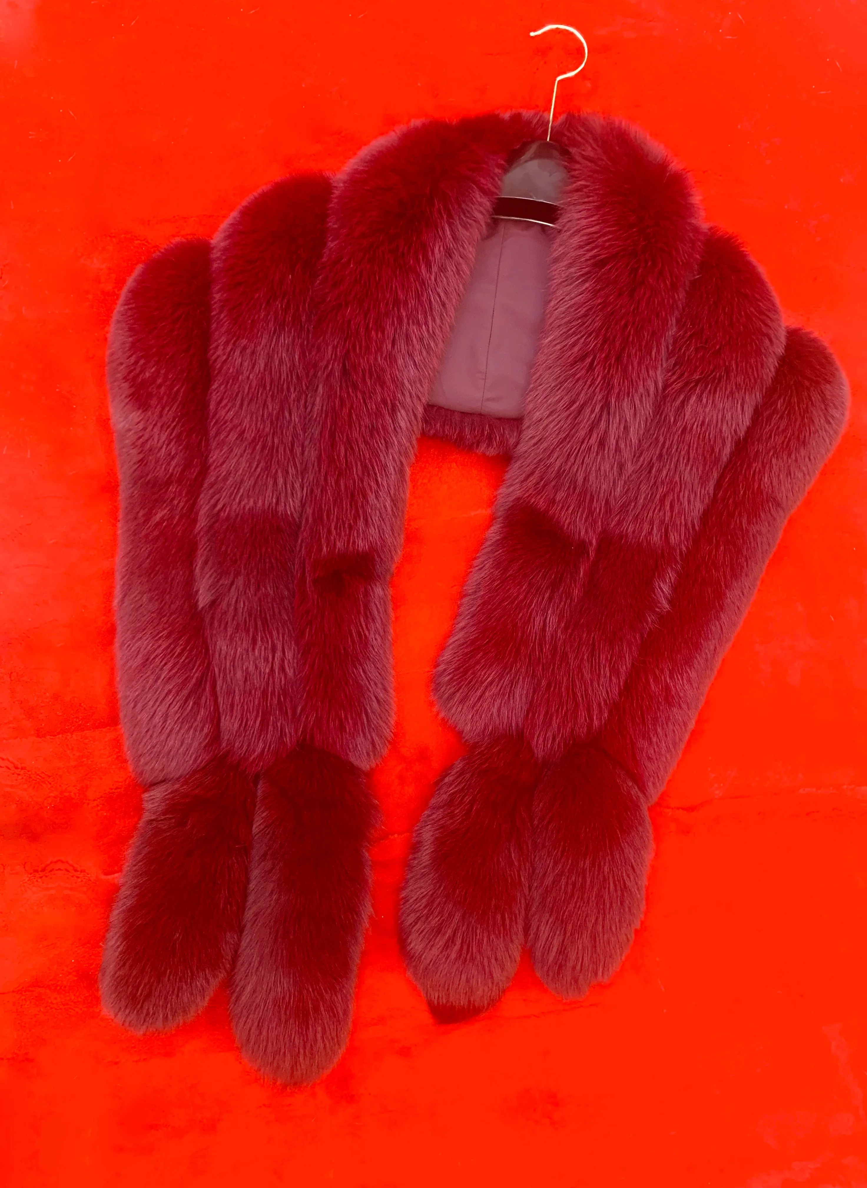 Fallon Aurielle Fox Fur Boa (Burgundy & Black)