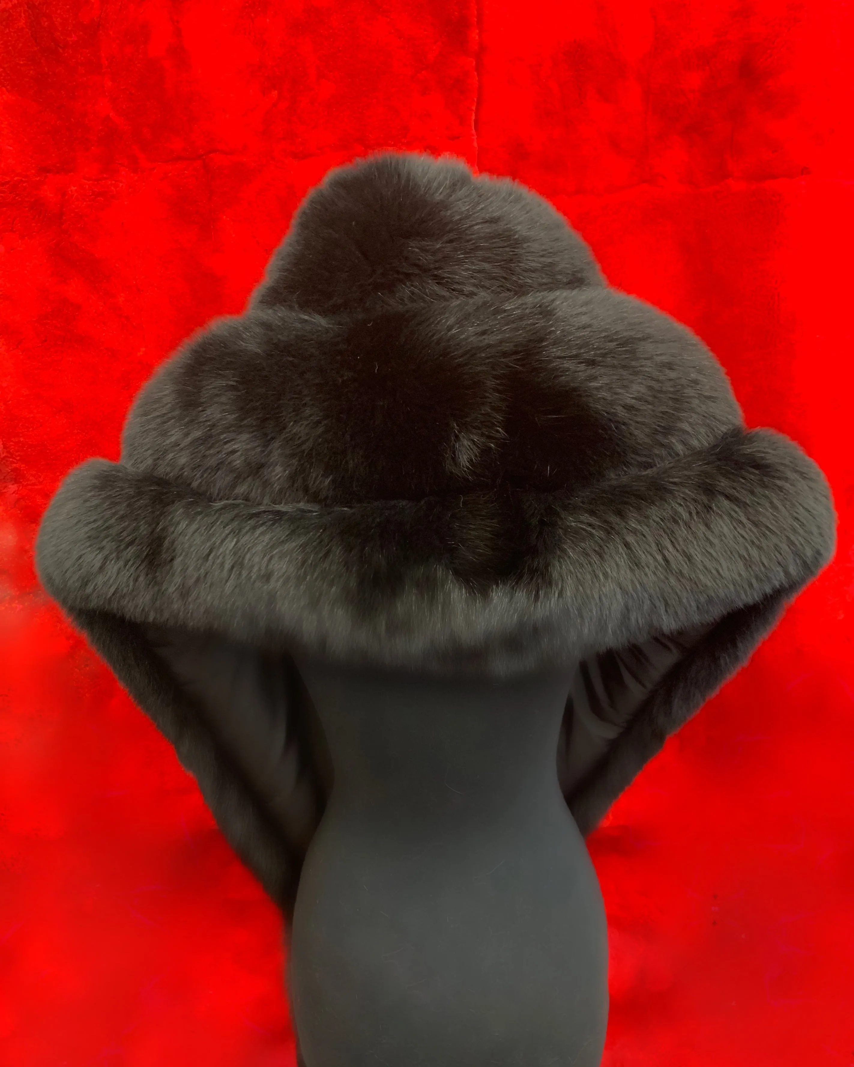 Fallon Aurielle Fox Fur Boa (Burgundy & Black)