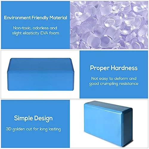 Fashnex Yoga Blocks - High Density EVA Foam Bricks Yoga Foam Exercise Blocks (9 x 6 x 3 inches, Set of 2) (As Per Image)