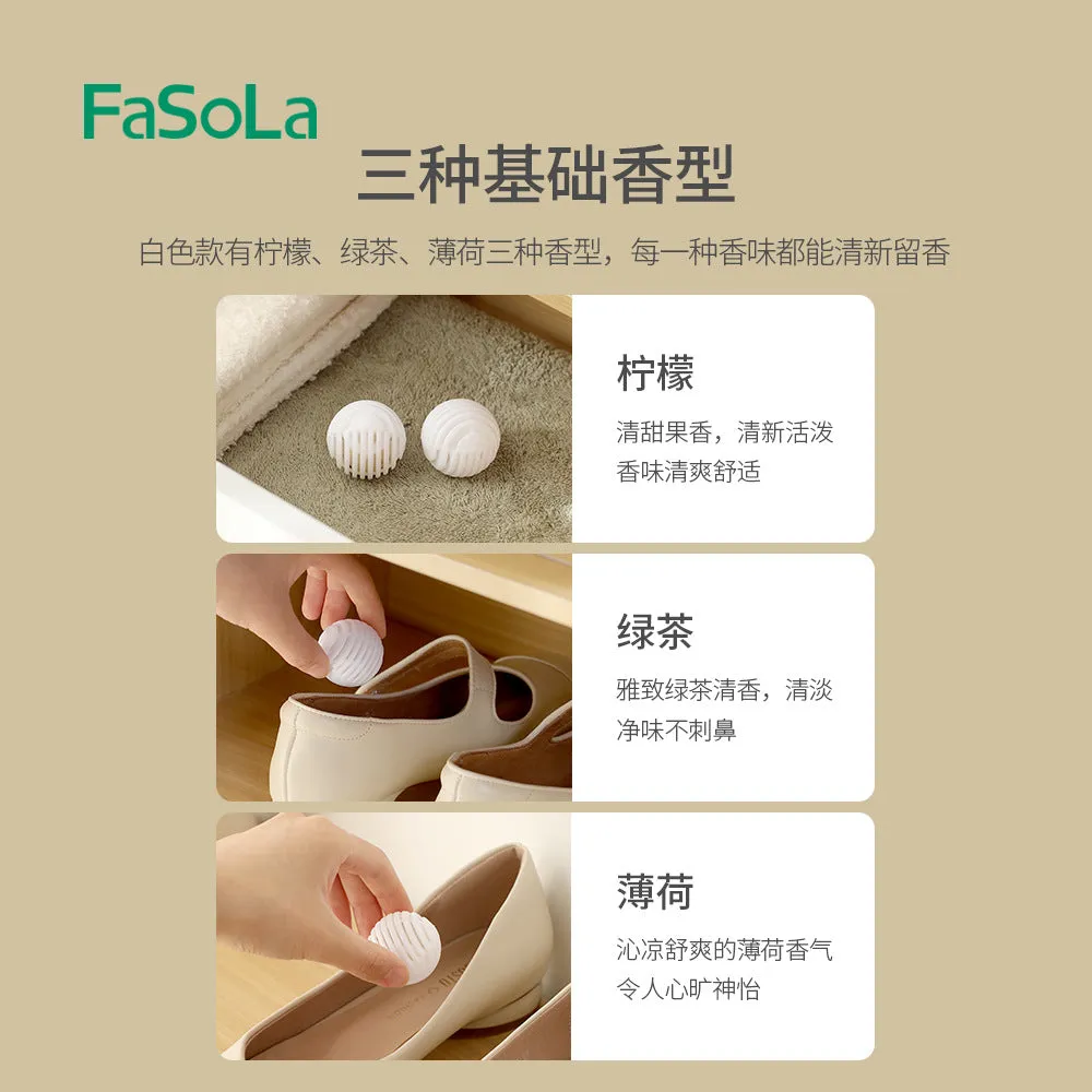 FaSoLa Shoe Deodorizer Balls - Fresh Green Breeze, 6 Pieces, 3.5cm Diameter