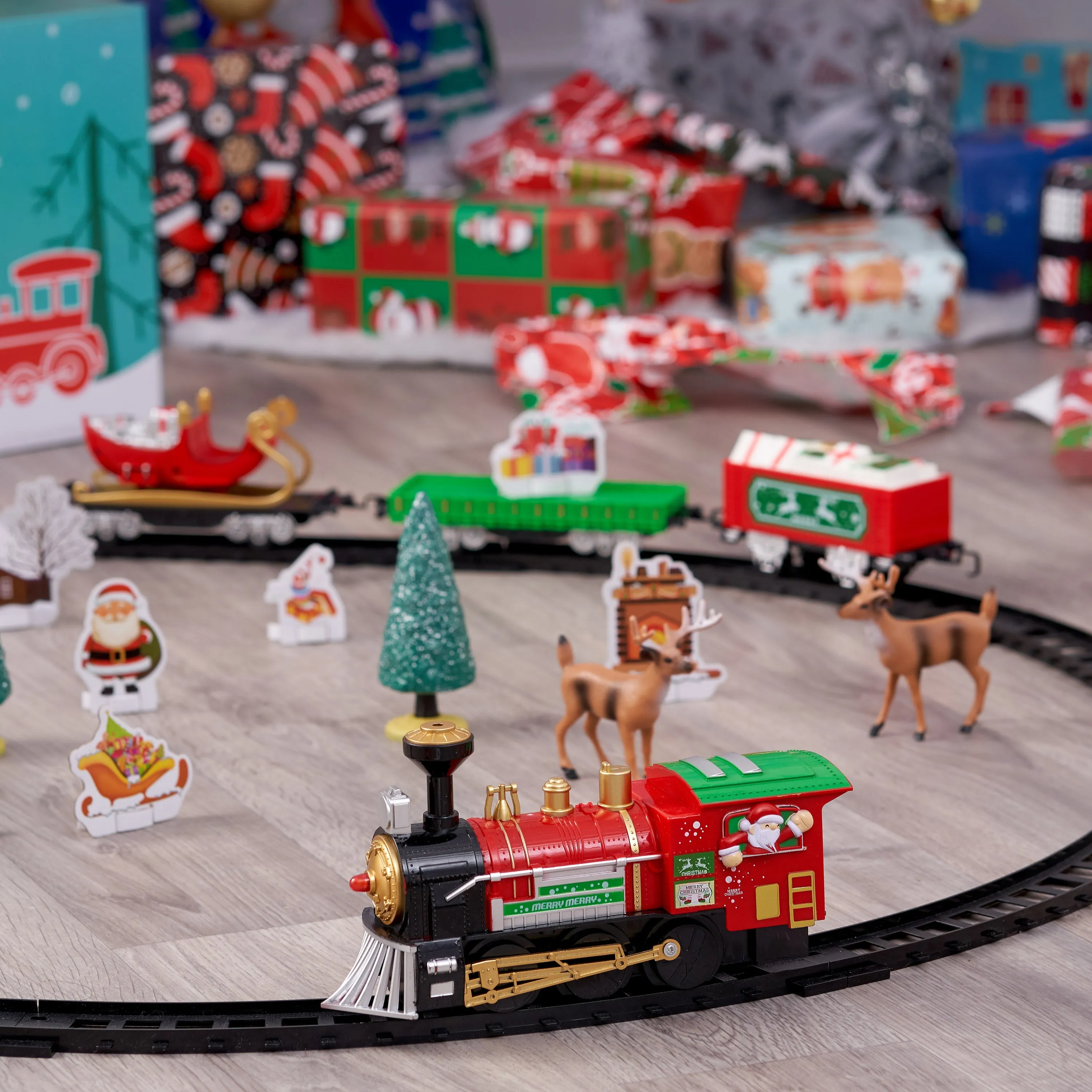 Festive Christmas Toy Train Set
