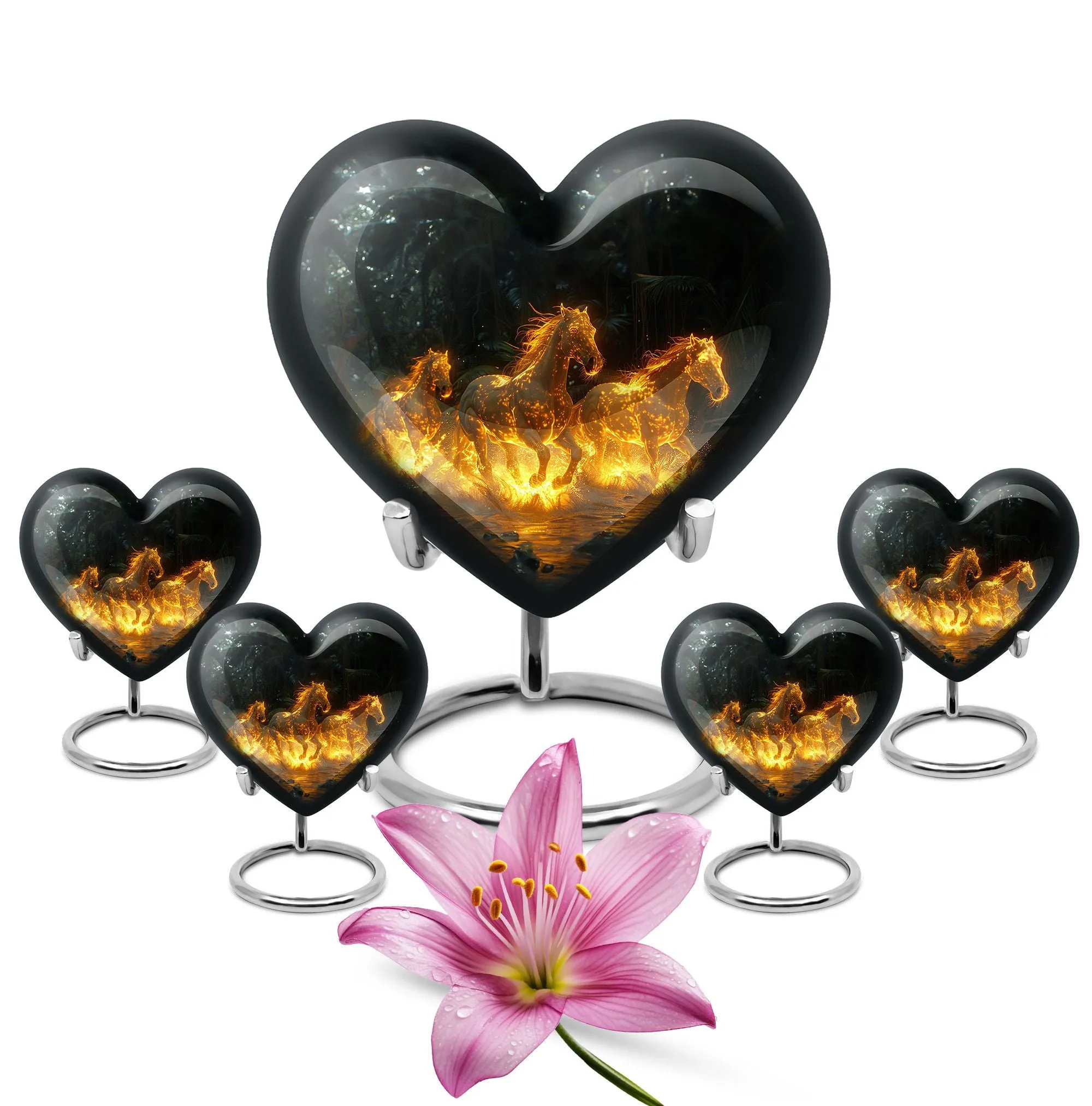 Fiery River Steeds - Horse Urn Memorial, Funeral Cremation Urn