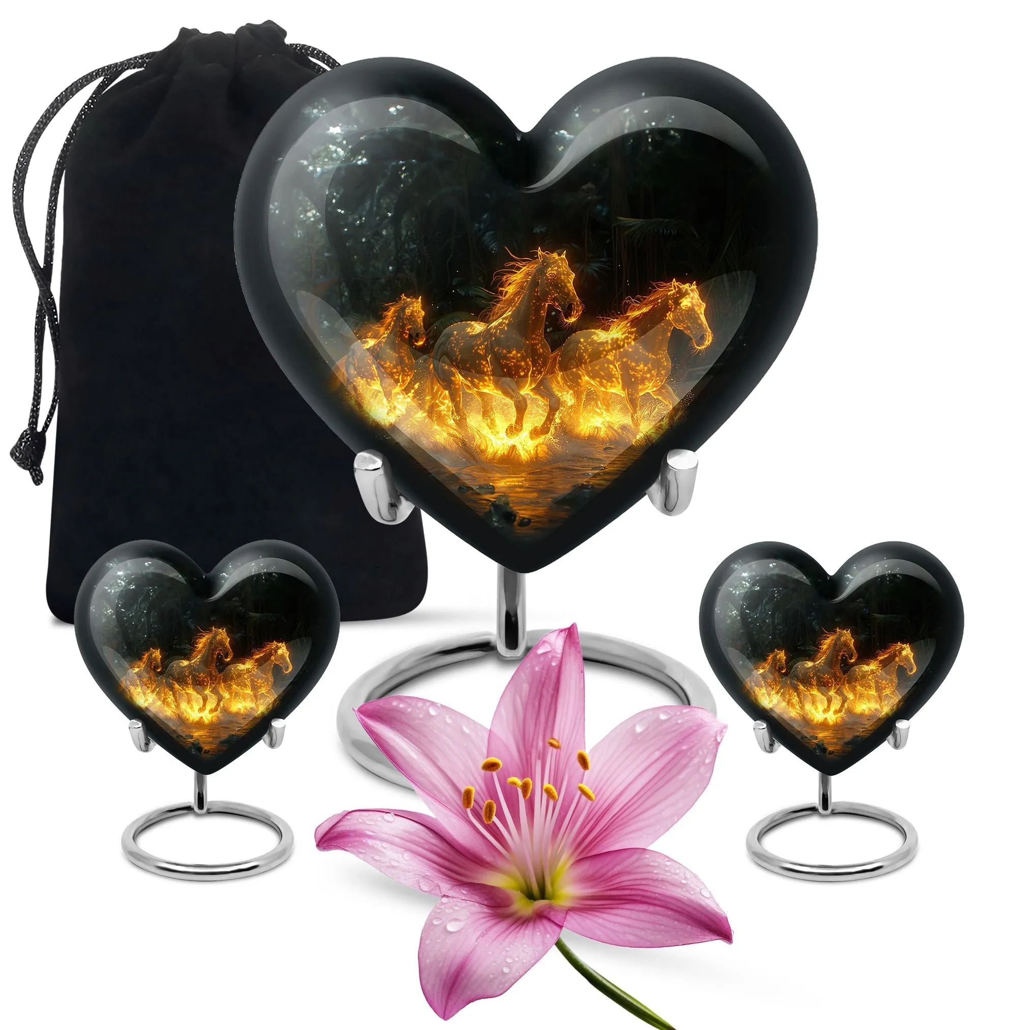 Fiery River Steeds - Horse Urn Memorial, Funeral Cremation Urn