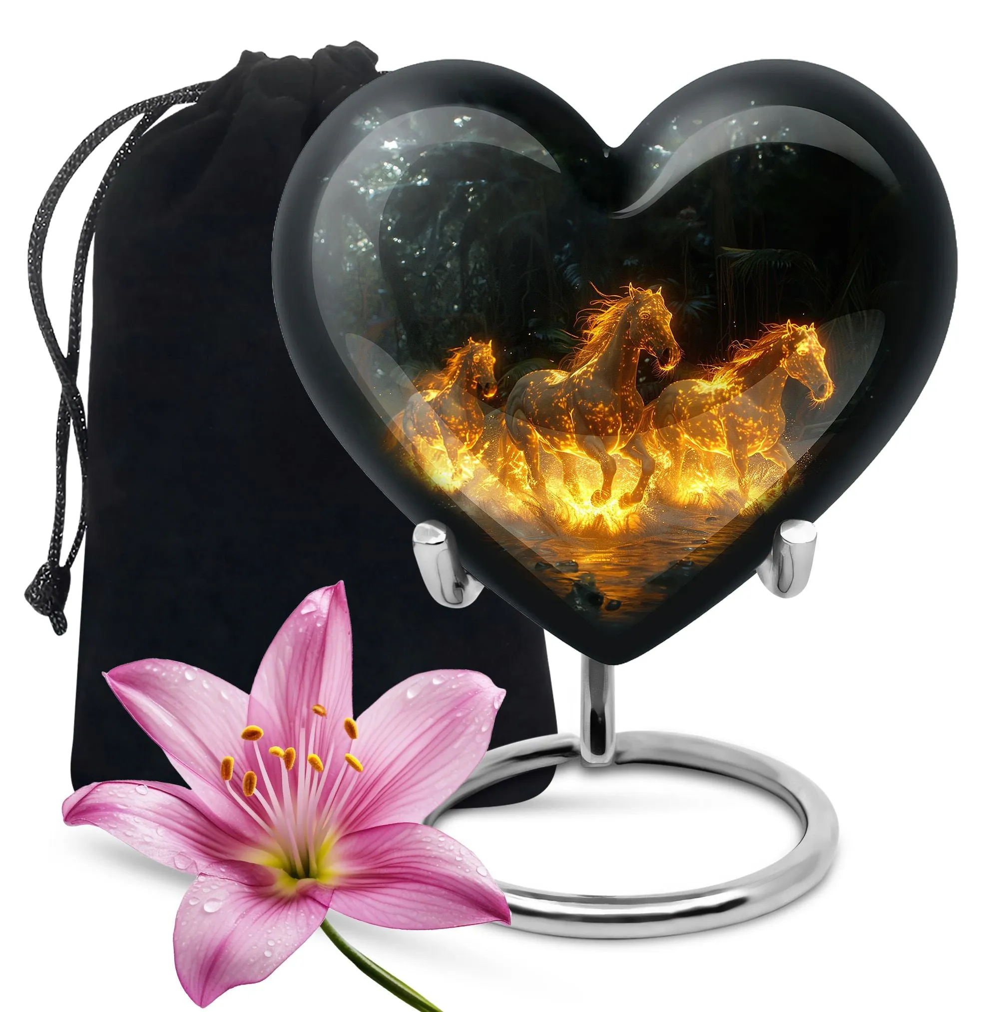 Fiery River Steeds - Horse Urn Memorial, Funeral Cremation Urn