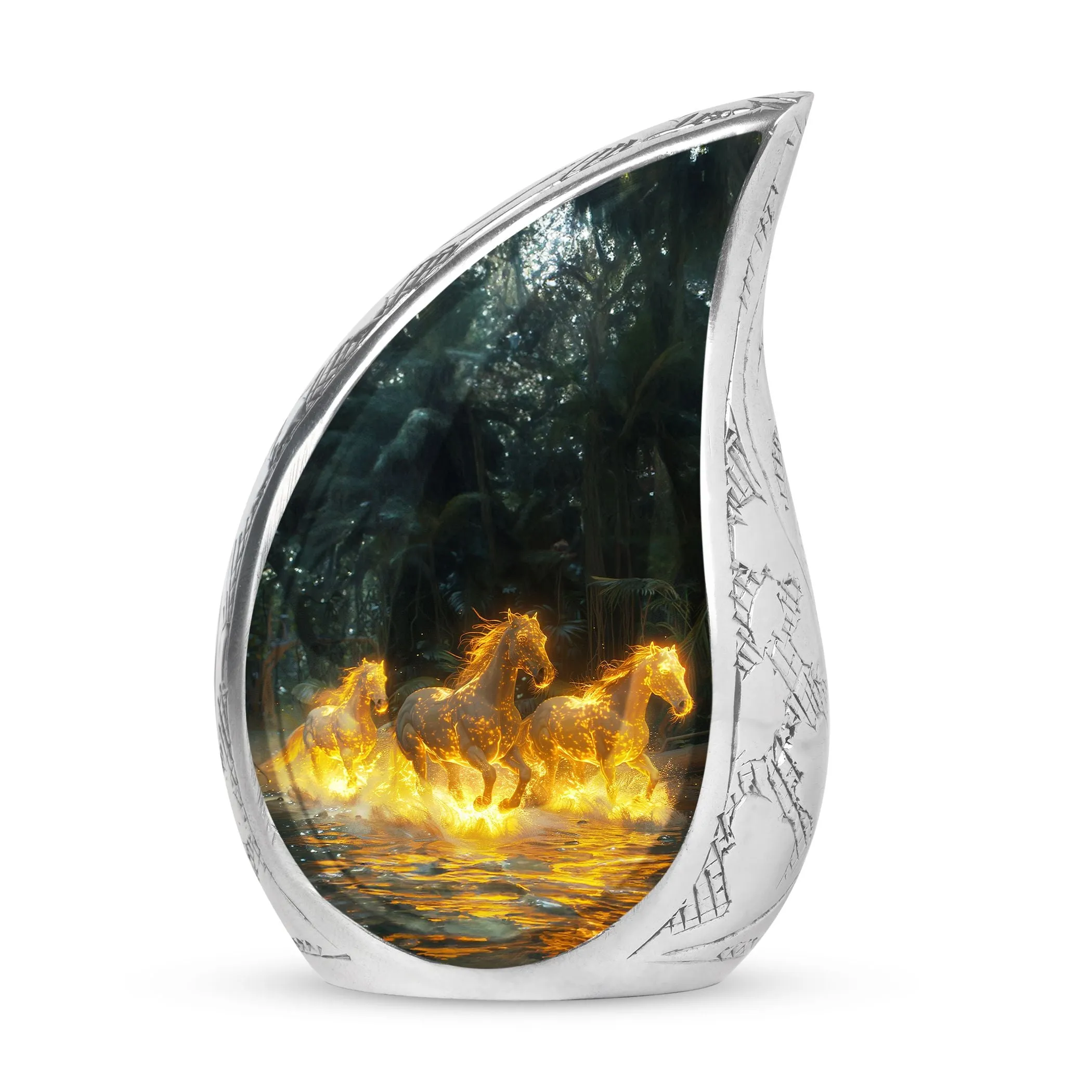 Fiery River Steeds - Horse Urn Memorial, Funeral Cremation Urn