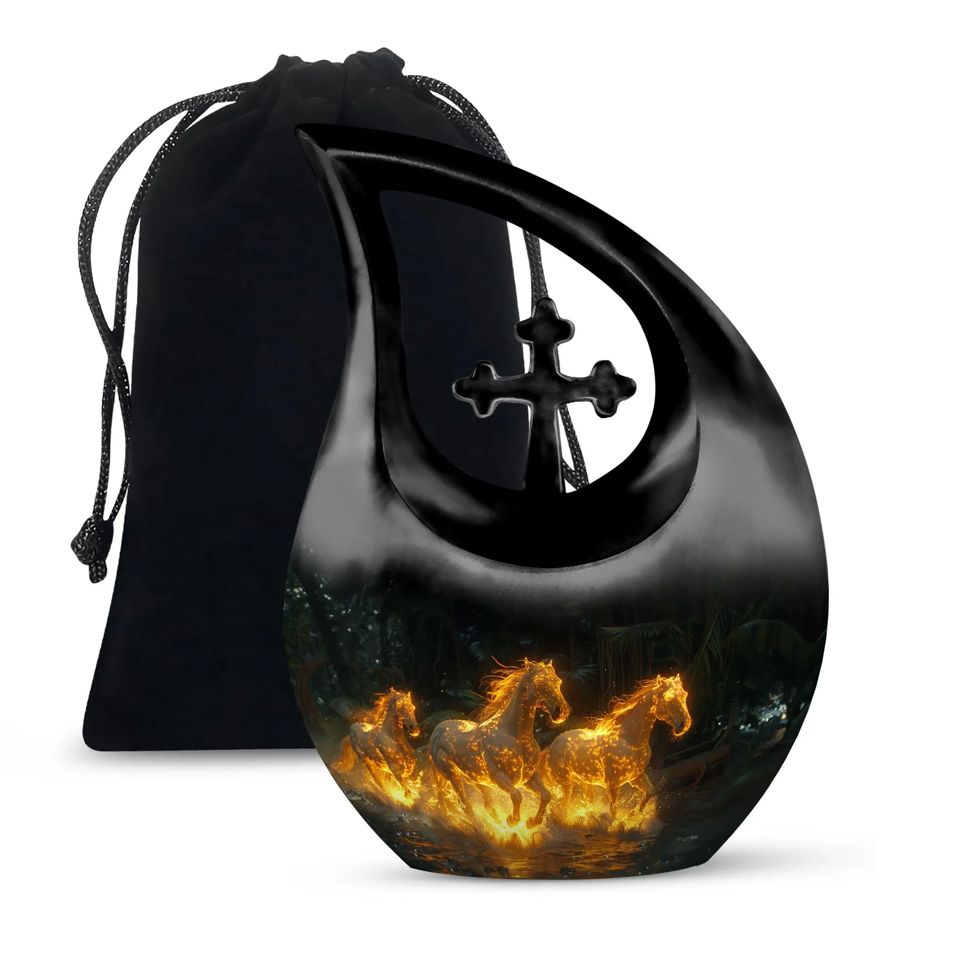 Fiery River Steeds - Horse Urn Memorial, Funeral Cremation Urn