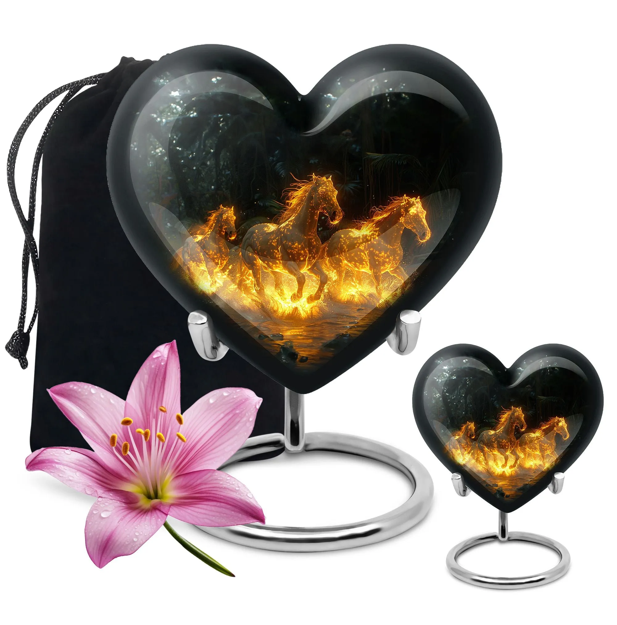 Fiery River Steeds - Horse Urn Memorial, Funeral Cremation Urn