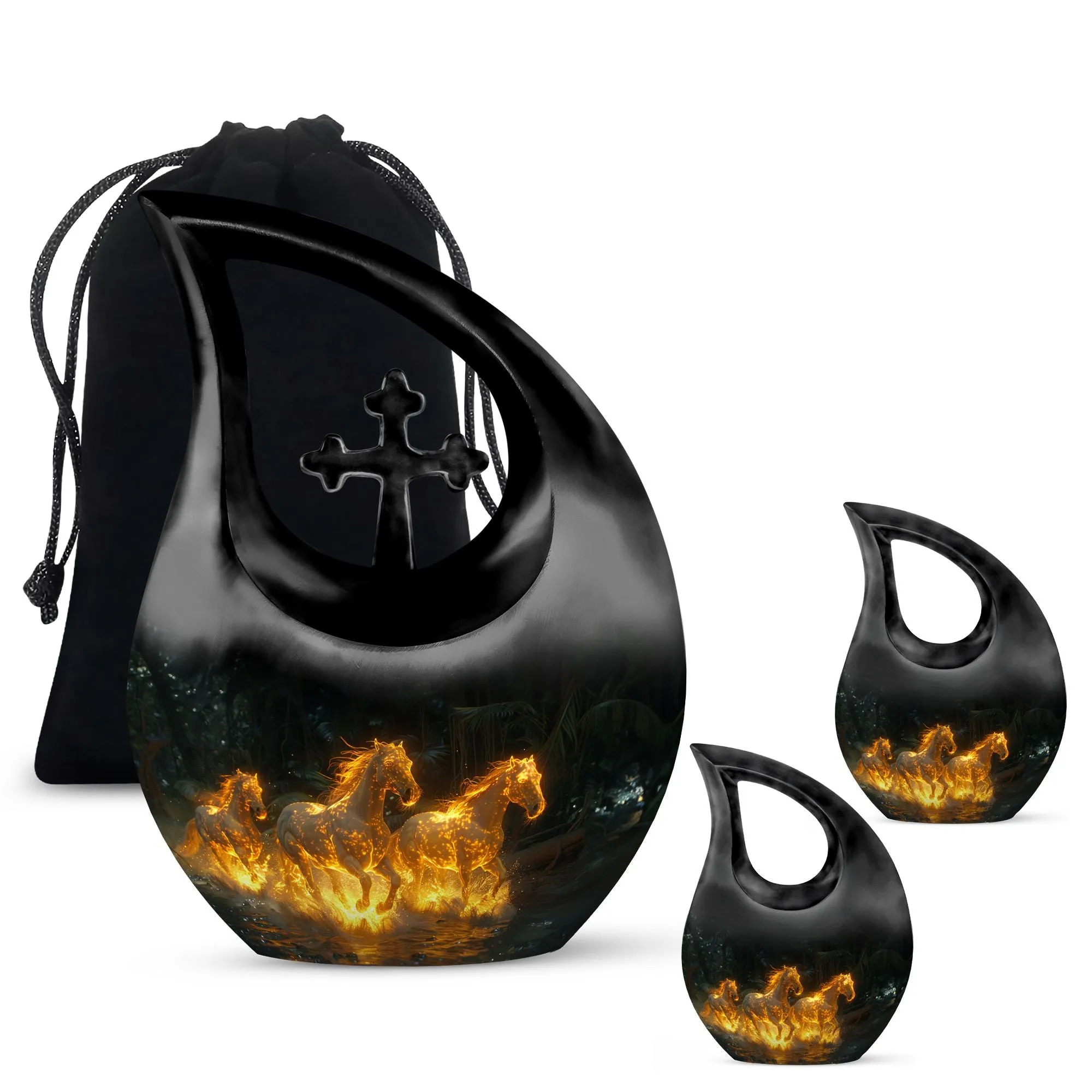 Fiery River Steeds - Horse Urn Memorial, Funeral Cremation Urn