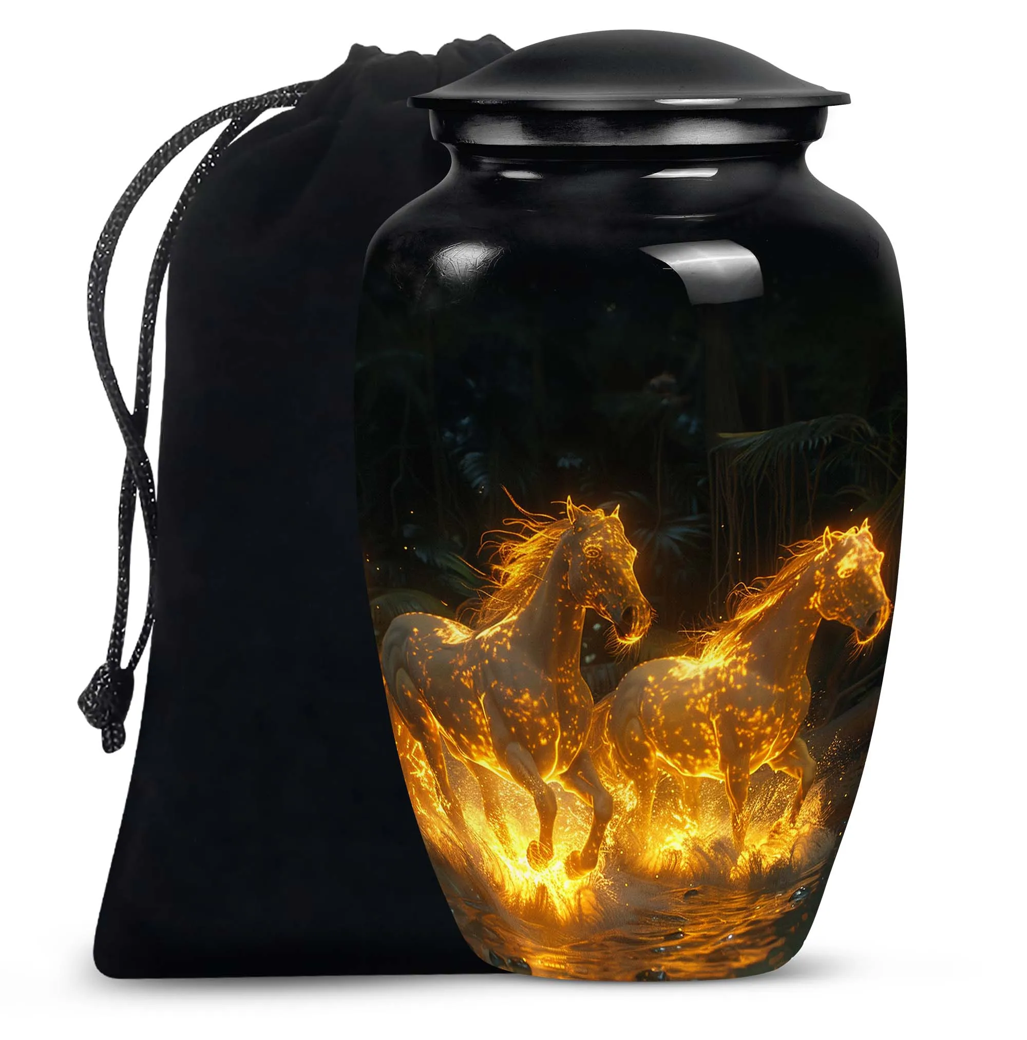 Fiery River Steeds - Horse Urn Memorial, Funeral Cremation Urn
