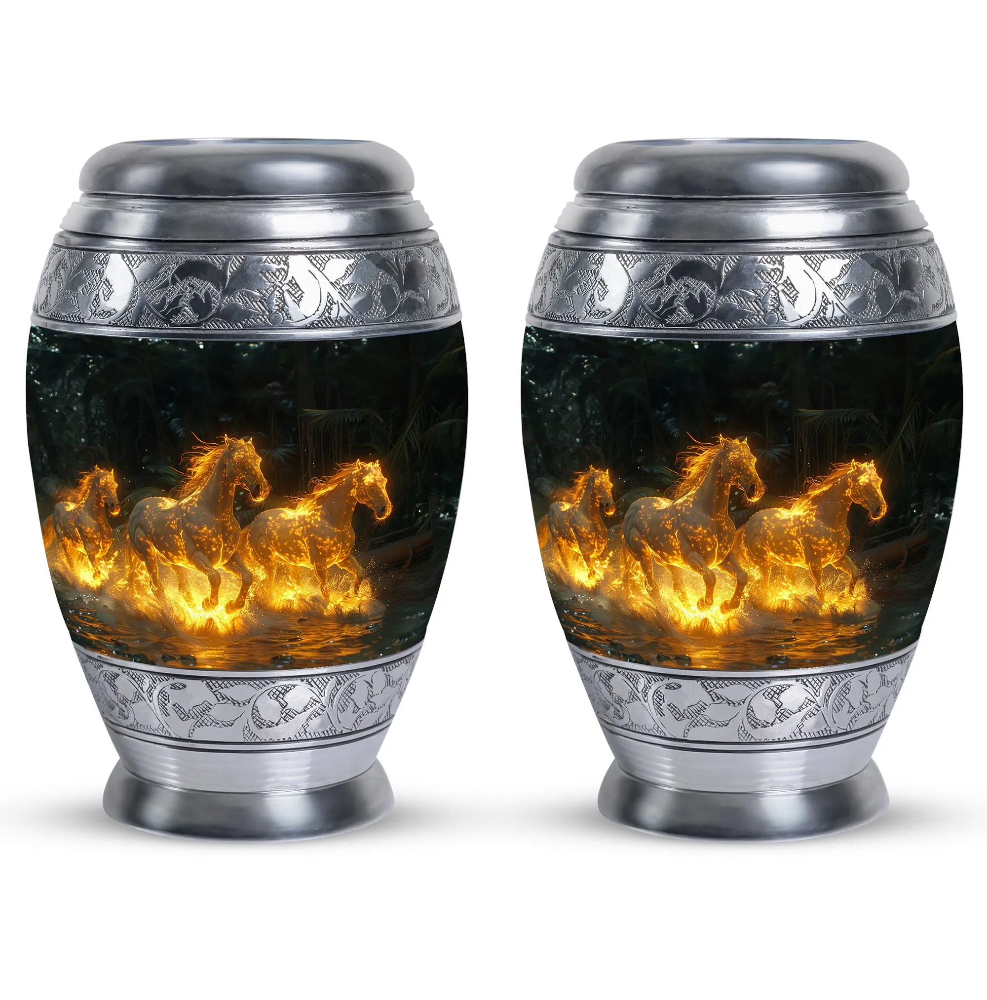 Fiery River Steeds - Horse Urn Memorial, Funeral Cremation Urn