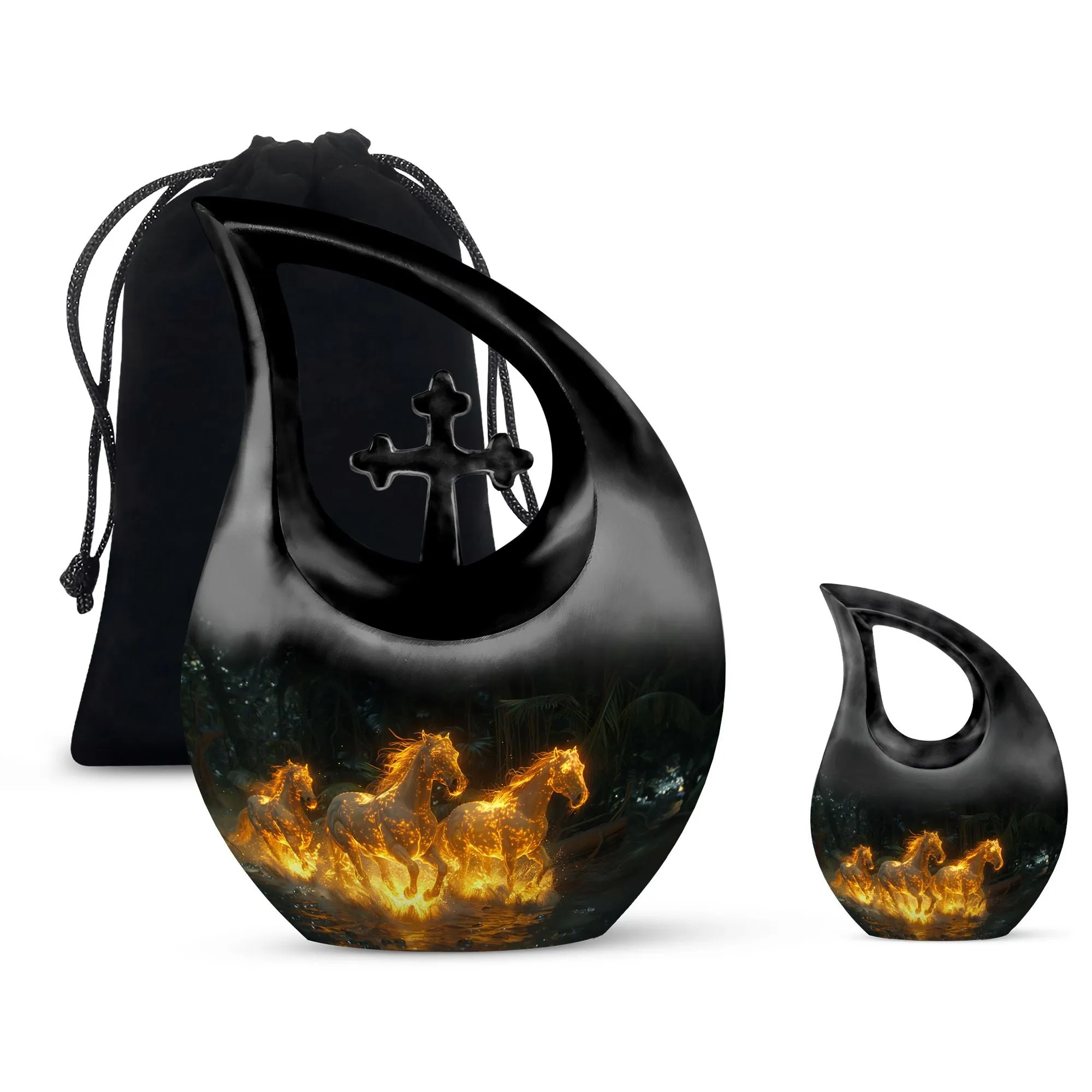 Fiery River Steeds - Horse Urn Memorial, Funeral Cremation Urn