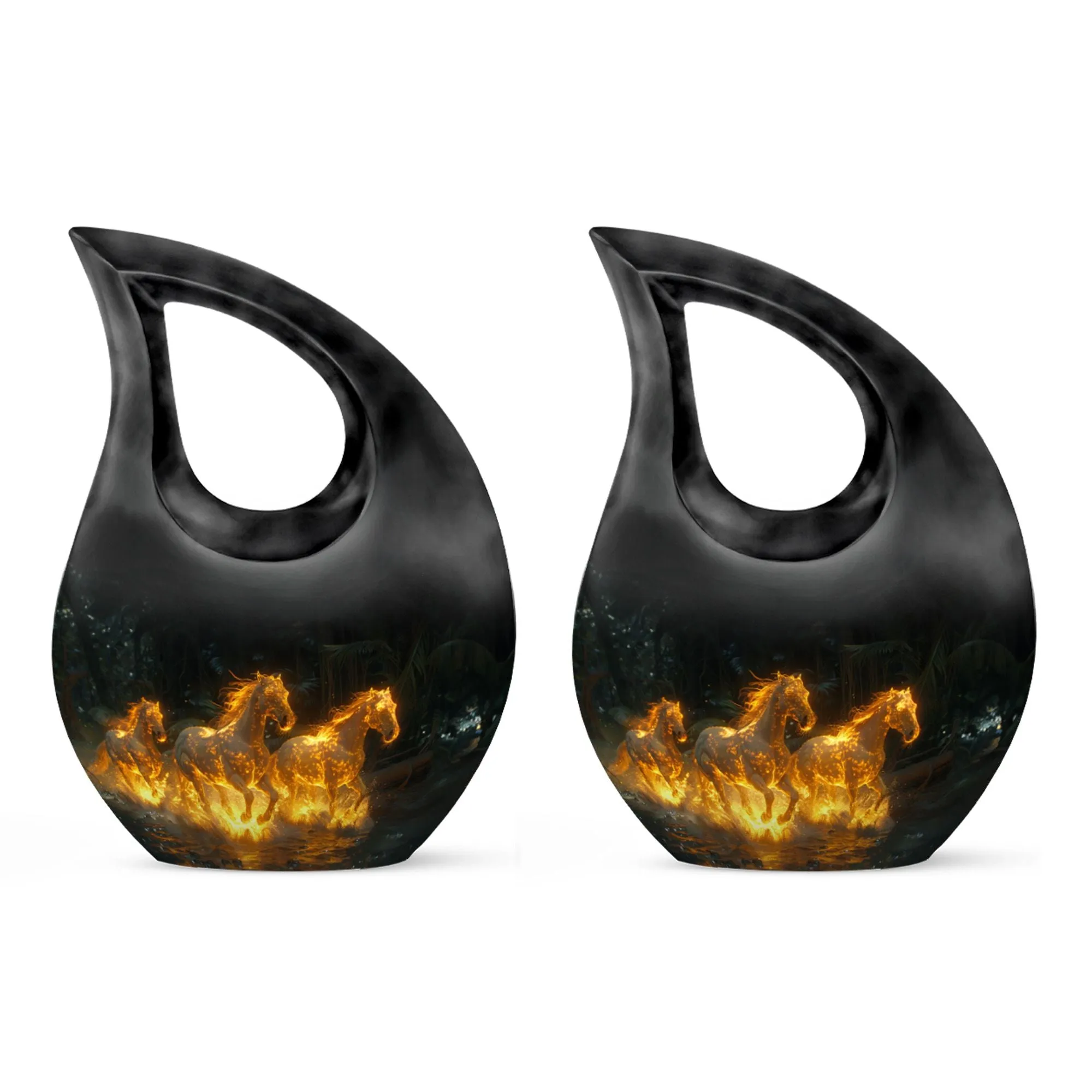 Fiery River Steeds - Horse Urn Memorial, Funeral Cremation Urn