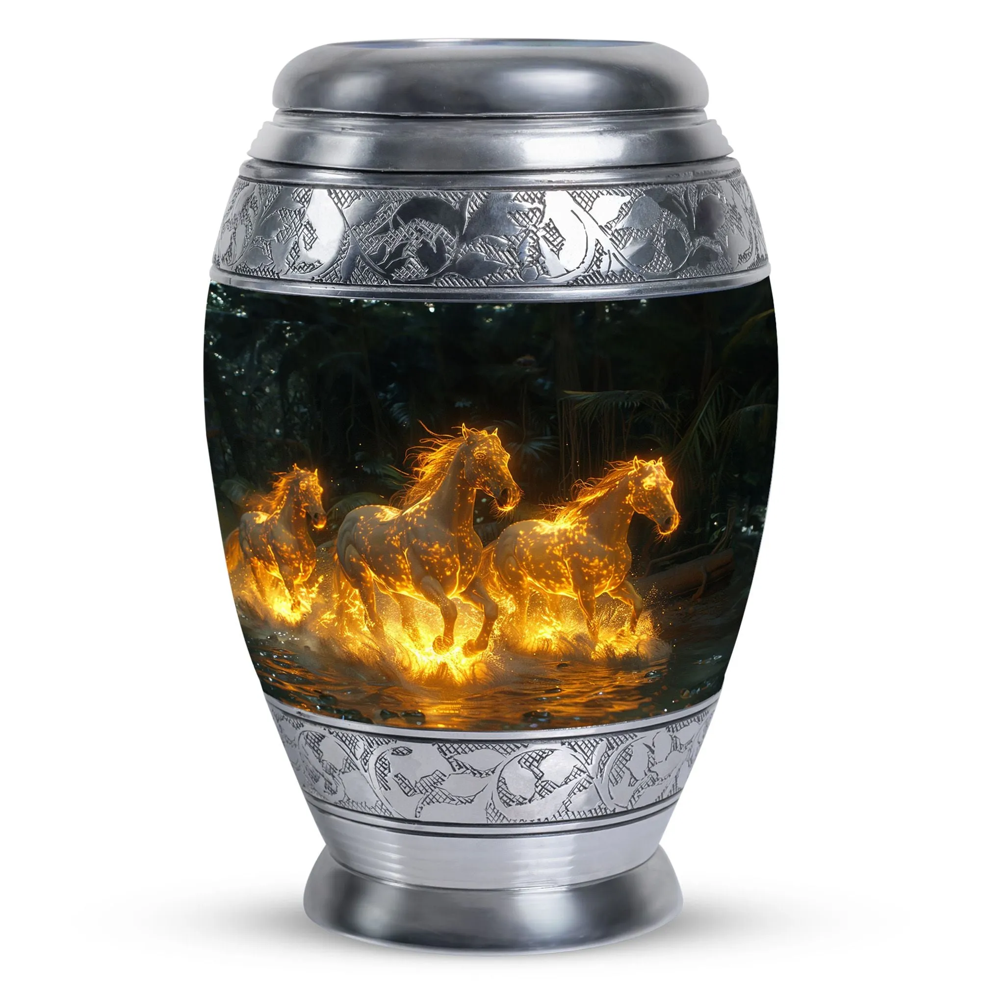 Fiery River Steeds - Horse Urn Memorial, Funeral Cremation Urn