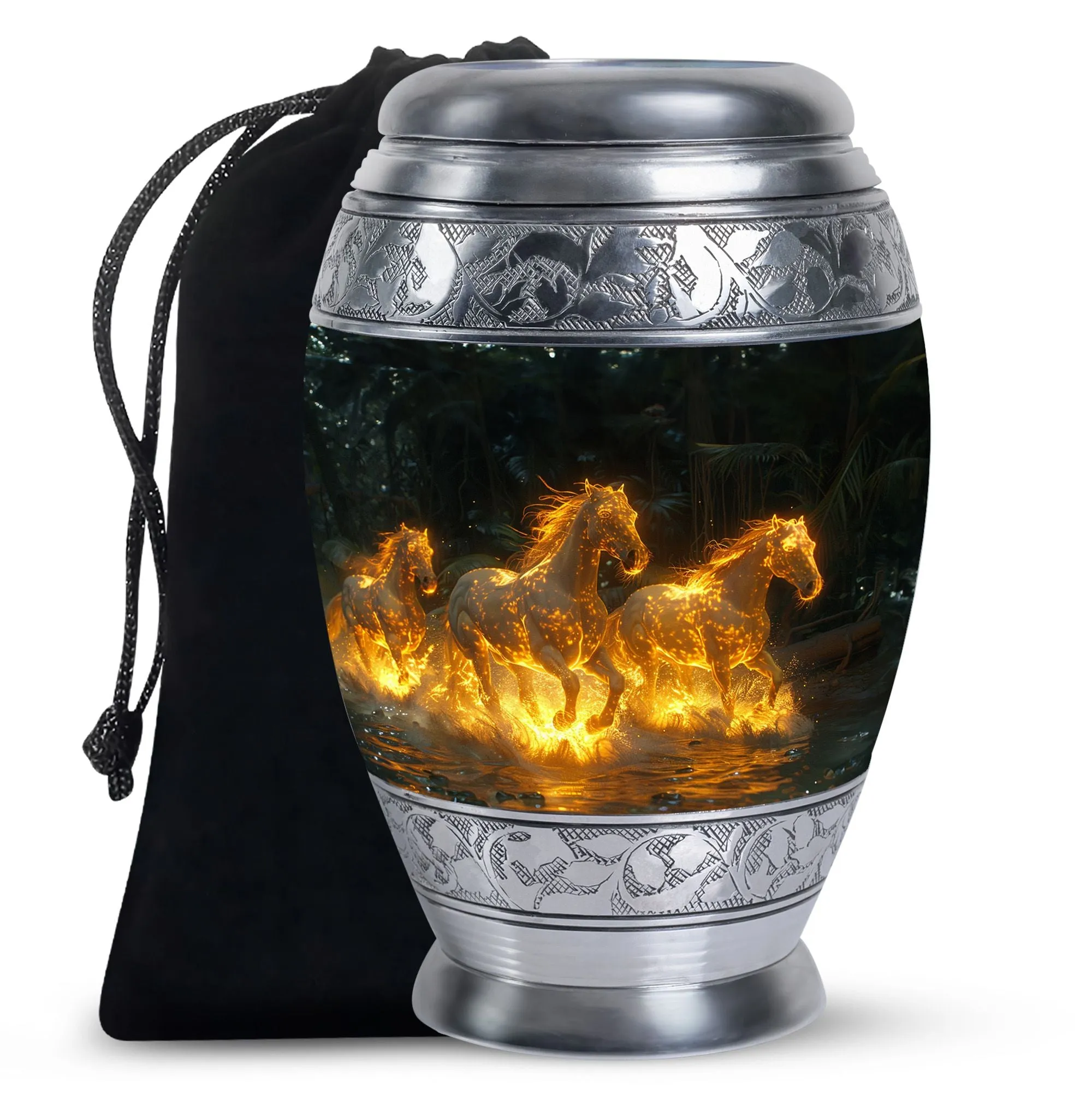 Fiery River Steeds - Horse Urn Memorial, Funeral Cremation Urn