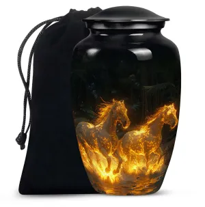 Fiery River Steeds - Horse Urn Memorial, Funeral Cremation Urn