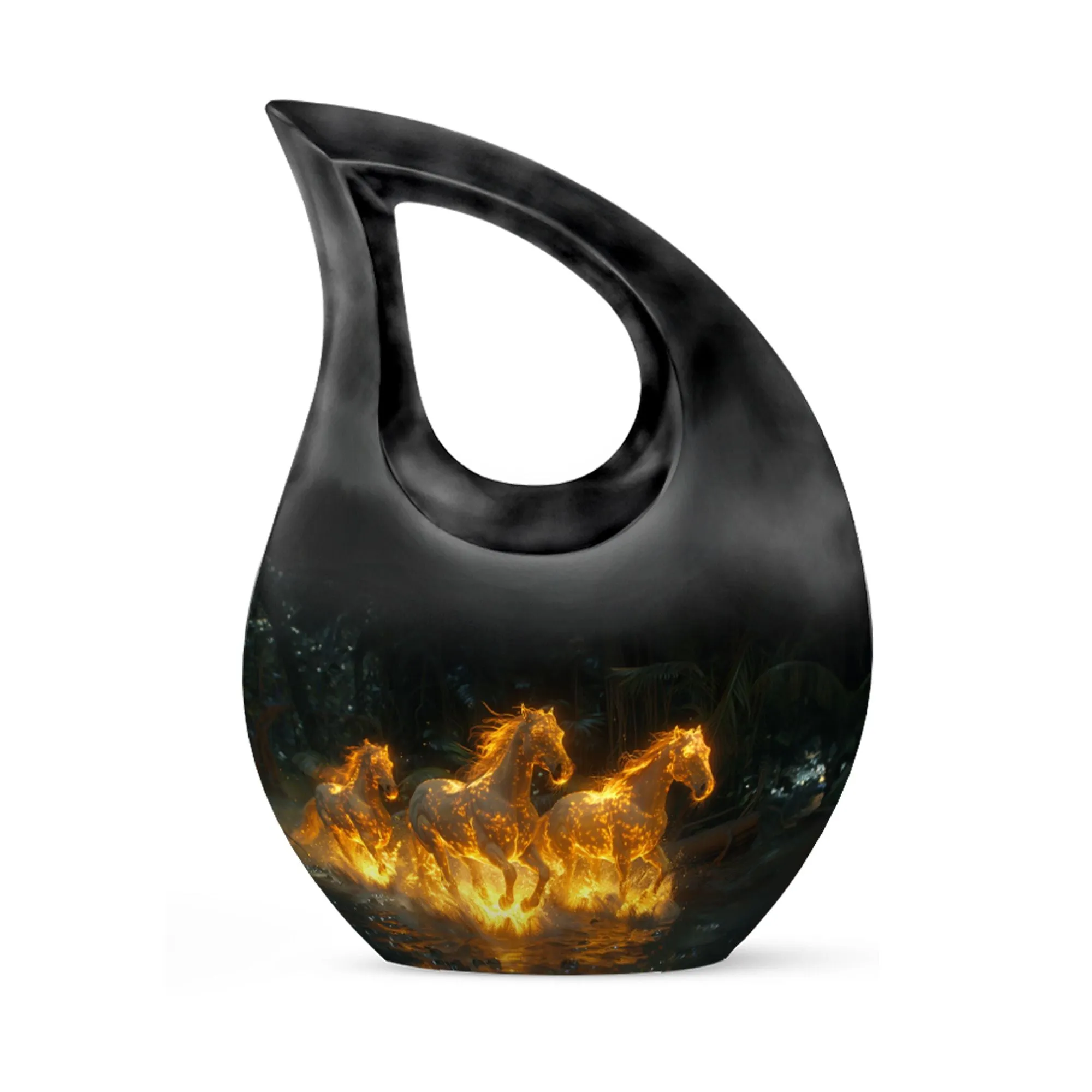 Fiery River Steeds - Horse Urn Memorial, Funeral Cremation Urn