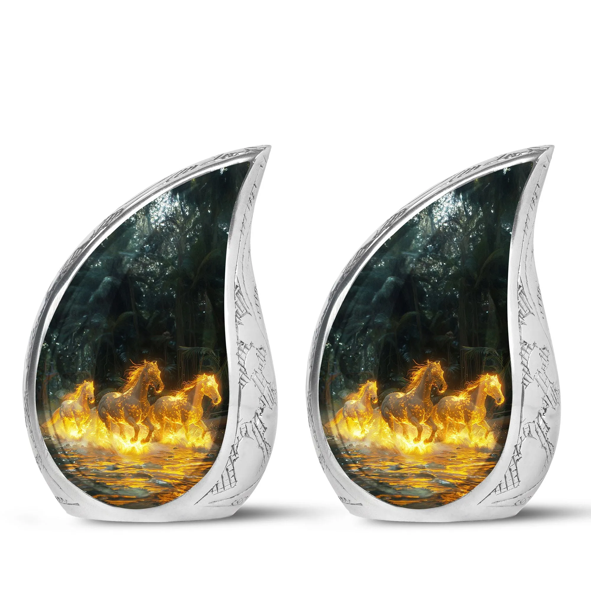Fiery River Steeds - Horse Urn Memorial, Funeral Cremation Urn