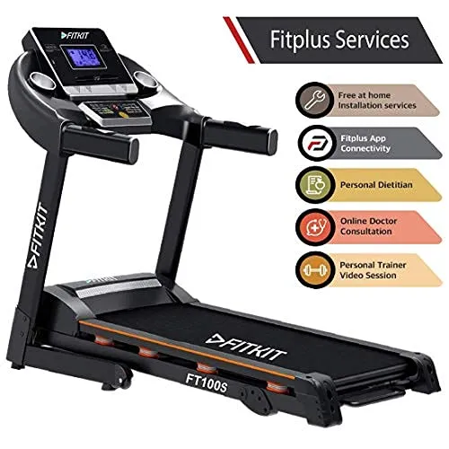 Fitkit FT100S (3.25HP Peak) Motorized Treadmill with Free Home Installation, 1 Year Warranty and Trainer Led Sessions by Cult.Sport