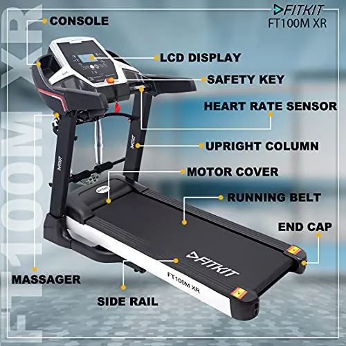 Fitkit XR Series 3.25HP Peak DC-Motorized Treadmill with Free At Home Installation - Black