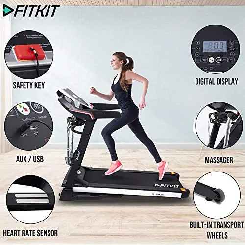 Fitkit XR Series 3.25HP Peak DC-Motorized Treadmill with Free At Home Installation - Black