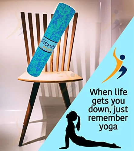 Fitness Mantra® Super Soft, Anti-Slip Marble Design Yoga Mat with Carrying Strap for Men & Women (Qty.-1 Piece) (4MM, Blue)
